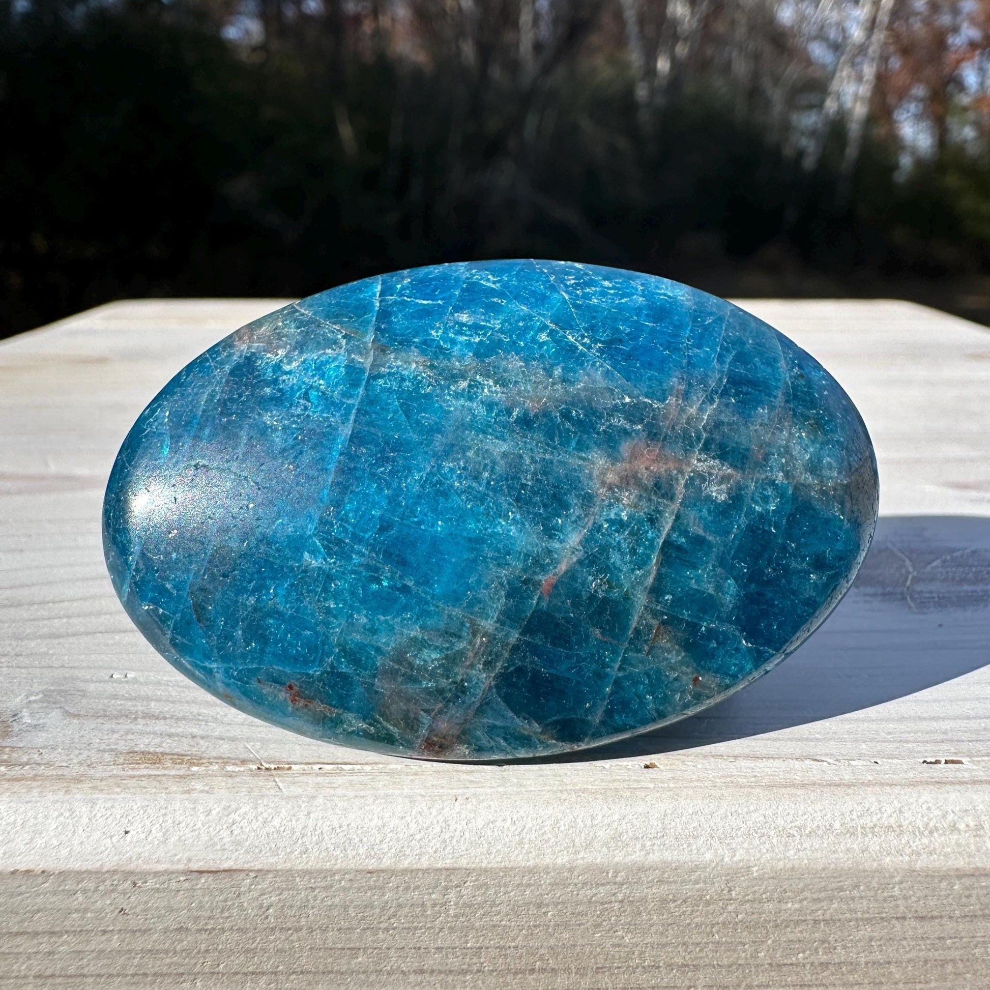 High Quality Natural Blue Apatite Palm Stone - #4