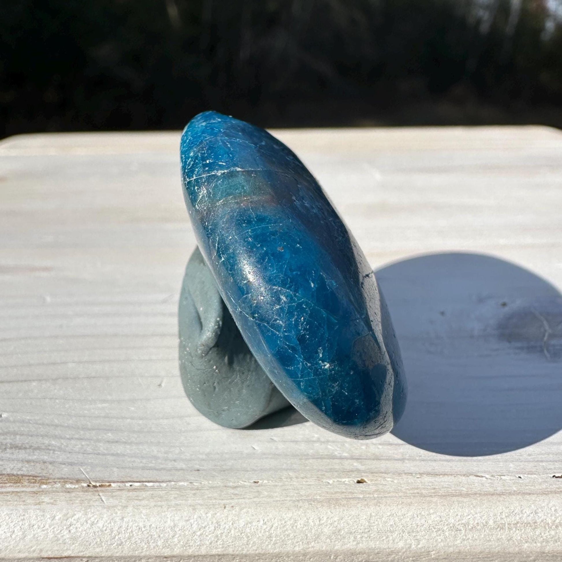 High Quality Natural Blue Apatite Palm Stone - #4