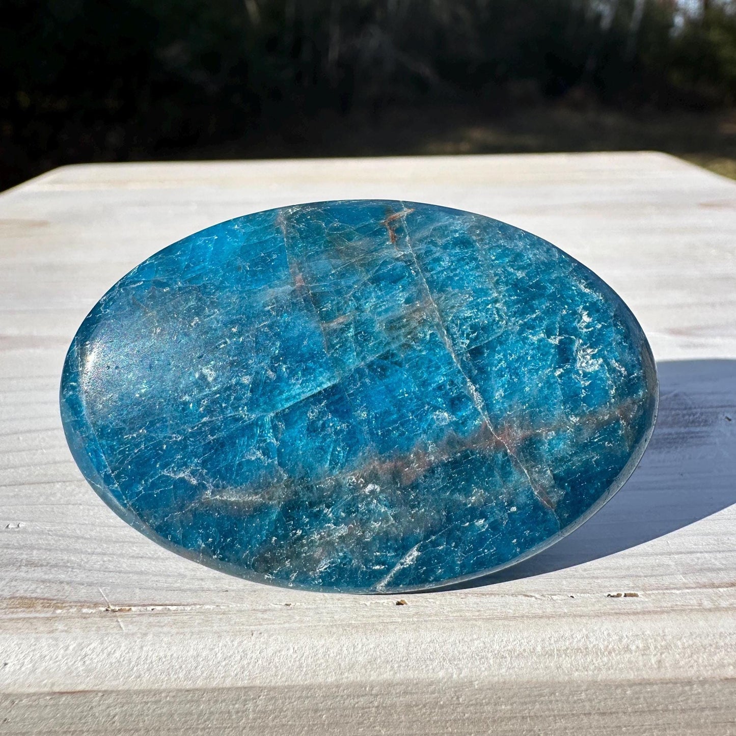 High Quality Natural Blue Apatite Palm Stone - #4