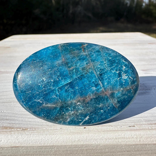High Quality Natural Blue Apatite Palm Stone - #4