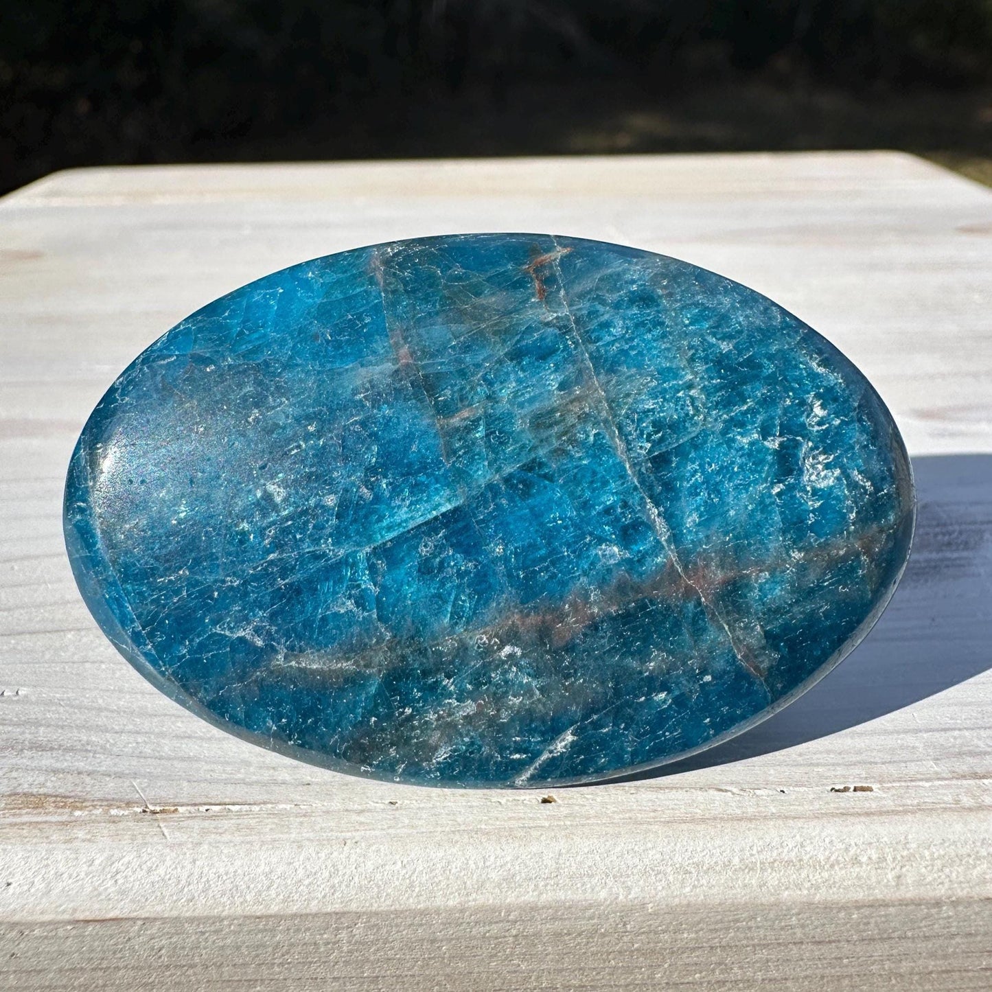 High Quality Natural Blue Apatite Palm Stone - #4
