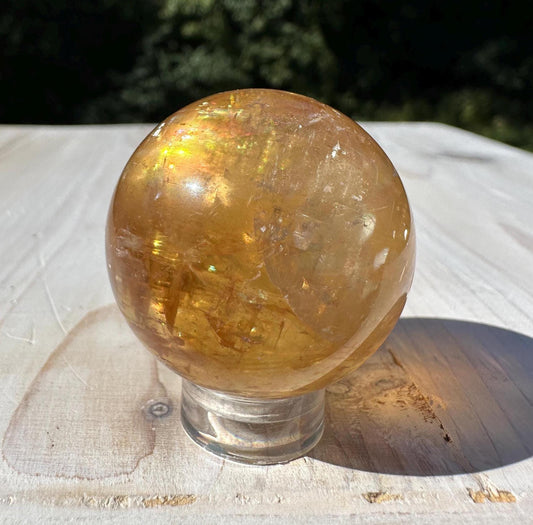 Gorgeous Optical Honey Calcite 33mm Sphere - #2