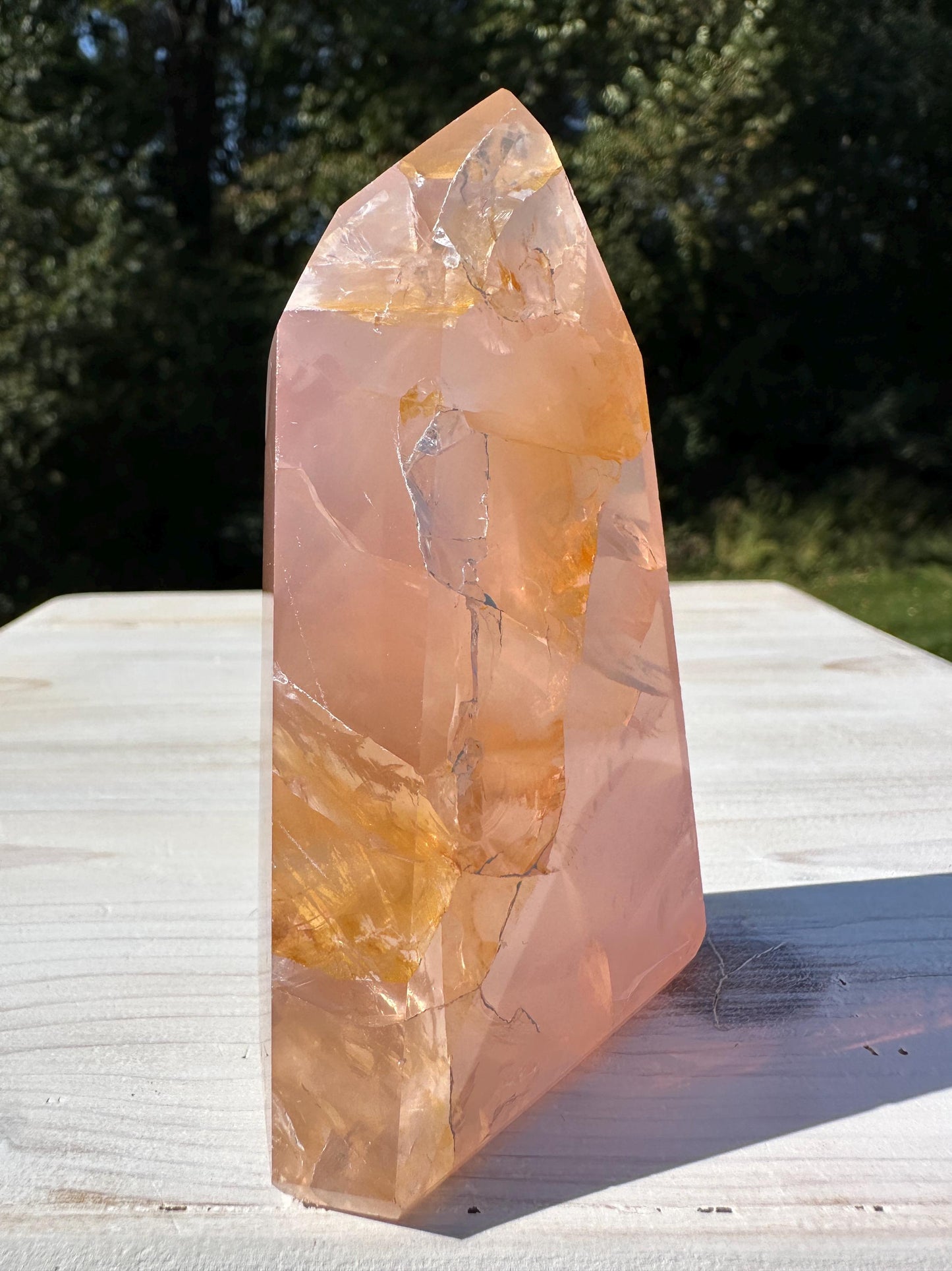 Gorgeous Rose Quartz and Golden Healer Combo Mineral Tower - #1