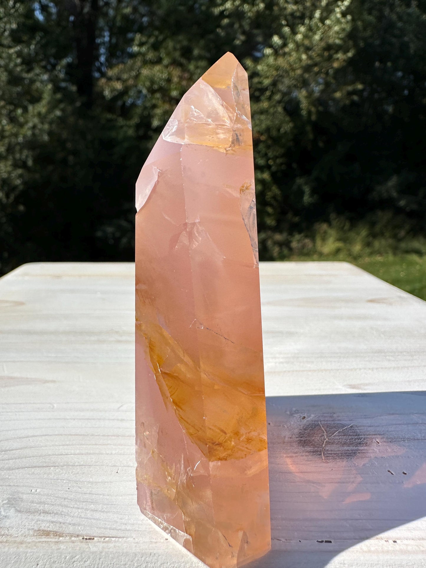 Gorgeous Rose Quartz and Golden Healer Combo Mineral Tower - #1