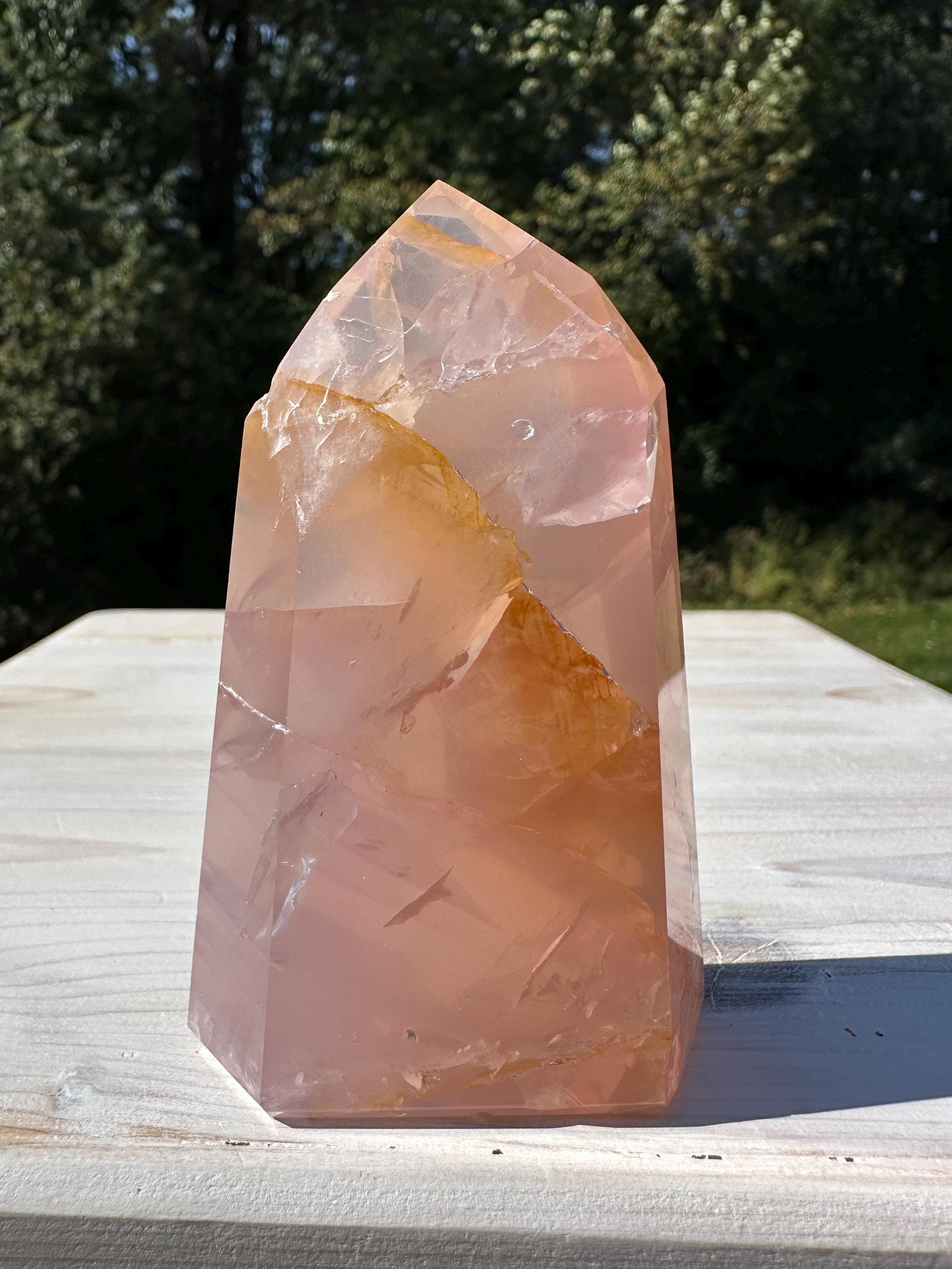 Gorgeous Rose Quartz and Golden Healer Combo Mineral Tower - #1