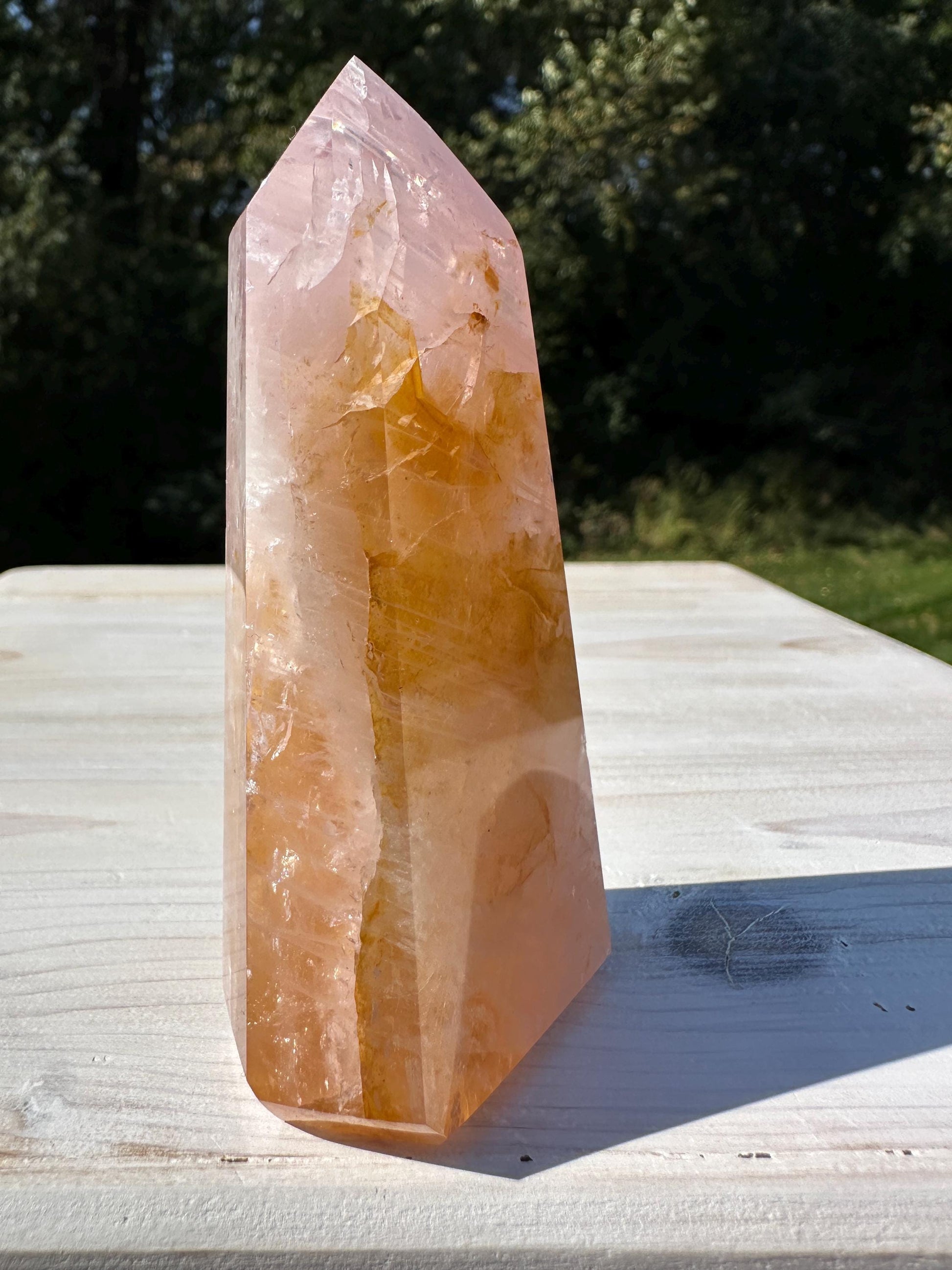 Gorgeous Rose Quartz and Golden Healer Combo Mineral Tower - #2