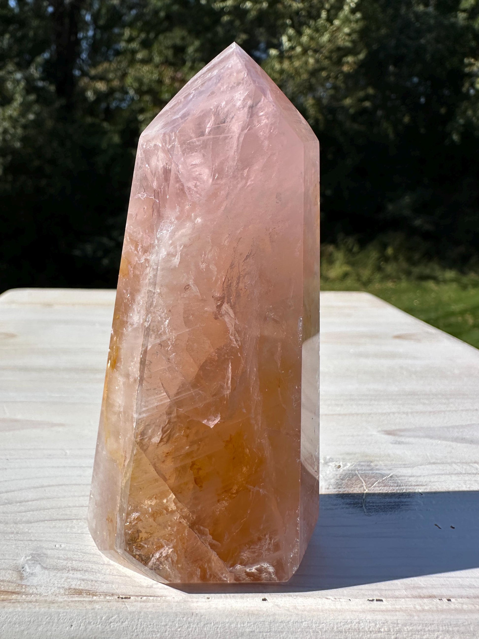 Gorgeous Rose Quartz and Golden Healer Combo Mineral Tower - #2