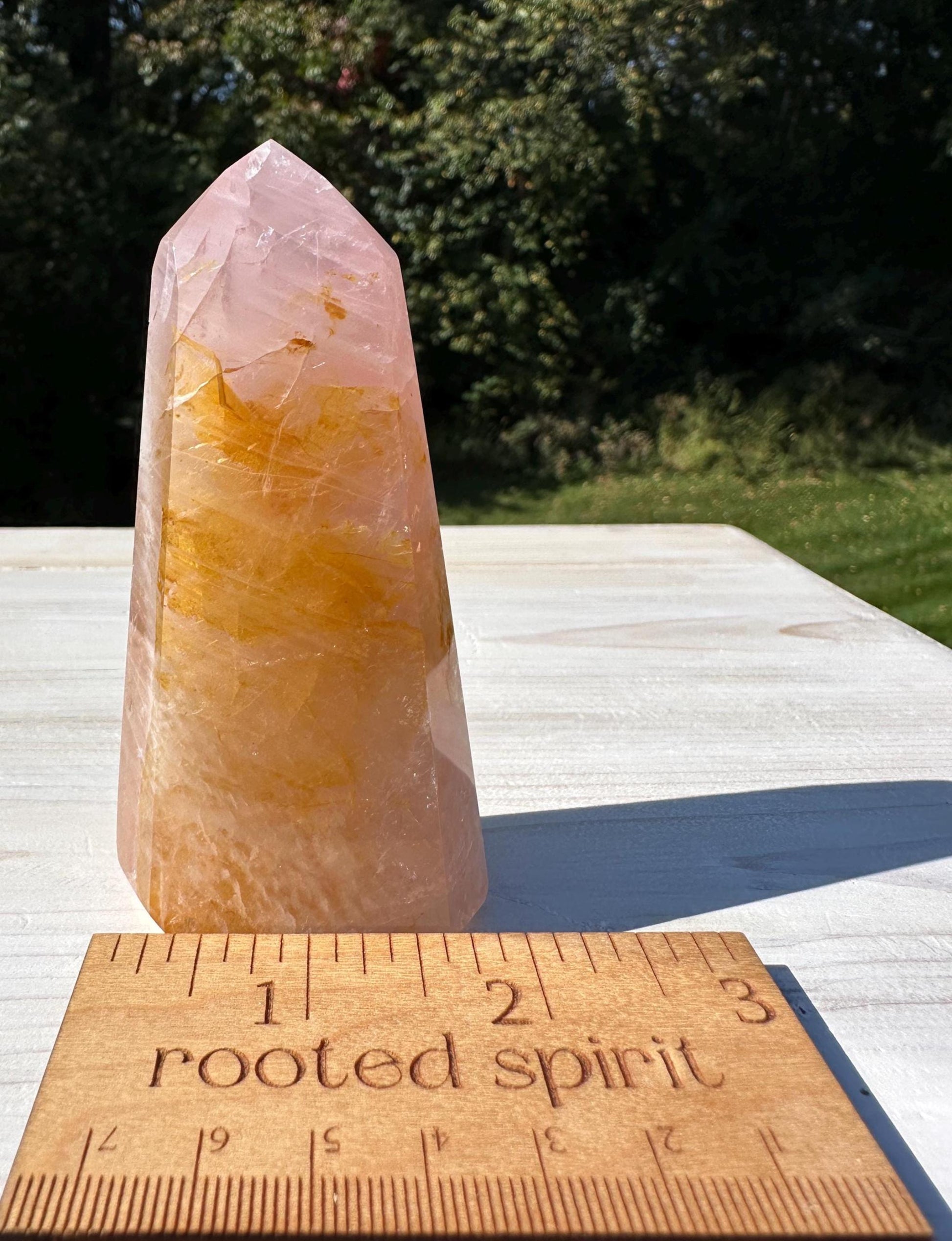 Gorgeous Rose Quartz and Golden Healer Combo Mineral Tower - #2