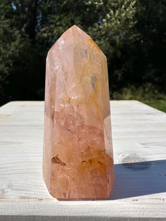 Gorgeous Rose Quartz and Golden Healer Combo Mineral Tower - #3