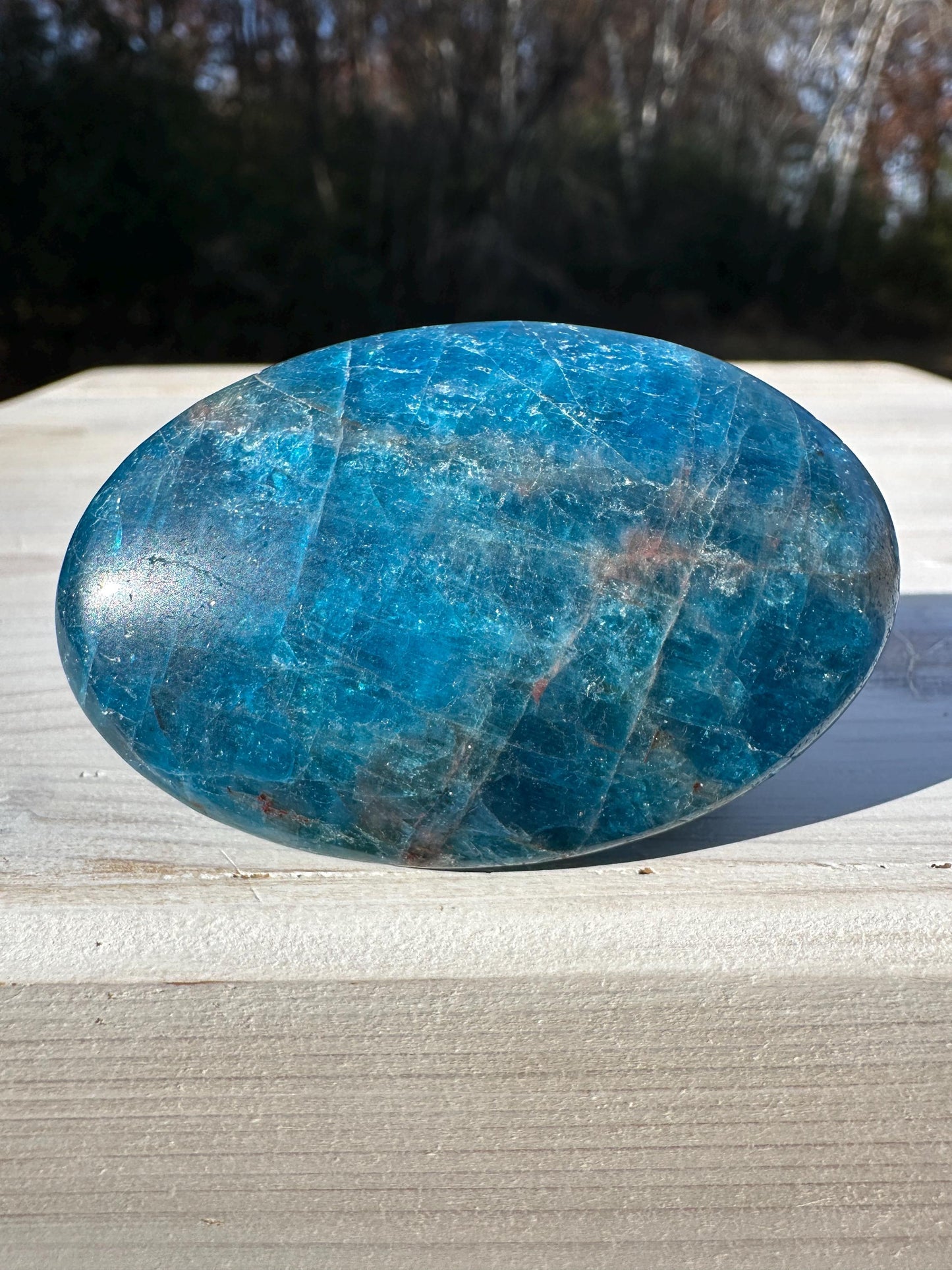 High Quality Natural Blue Apatite Palm Stone - #4