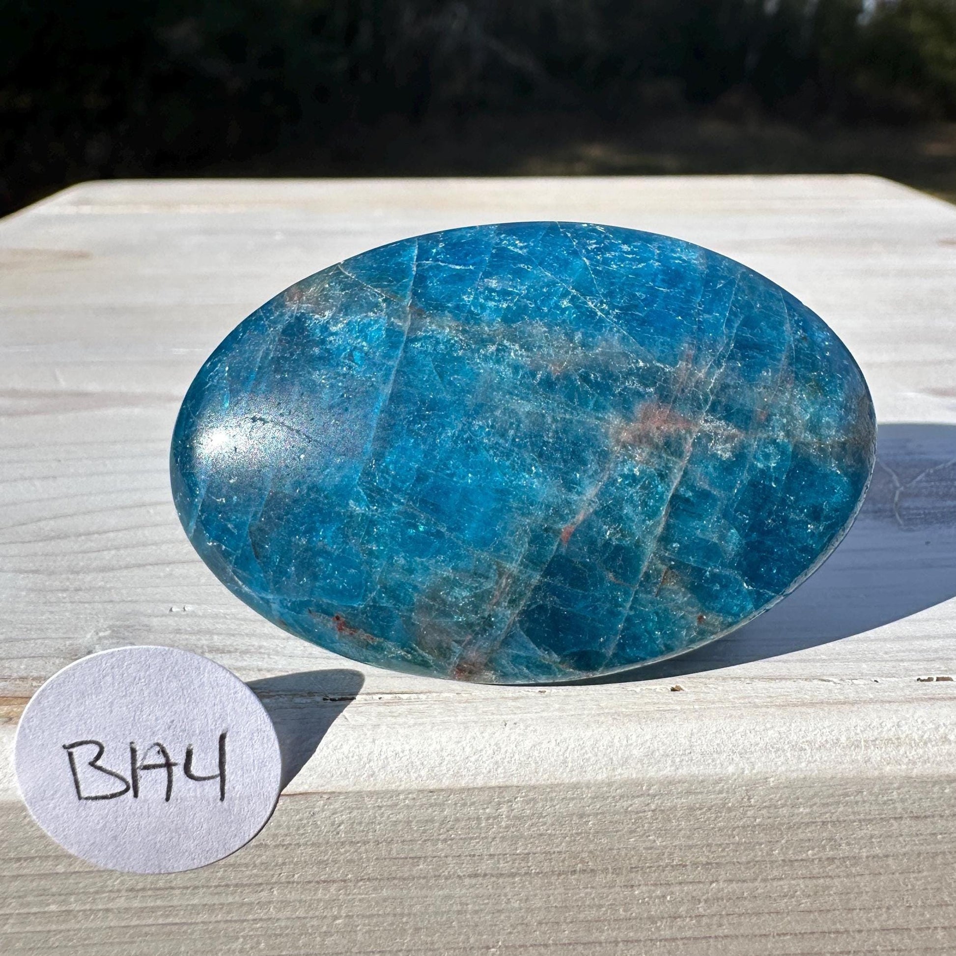 High Quality Natural Blue Apatite Palm Stone - #4