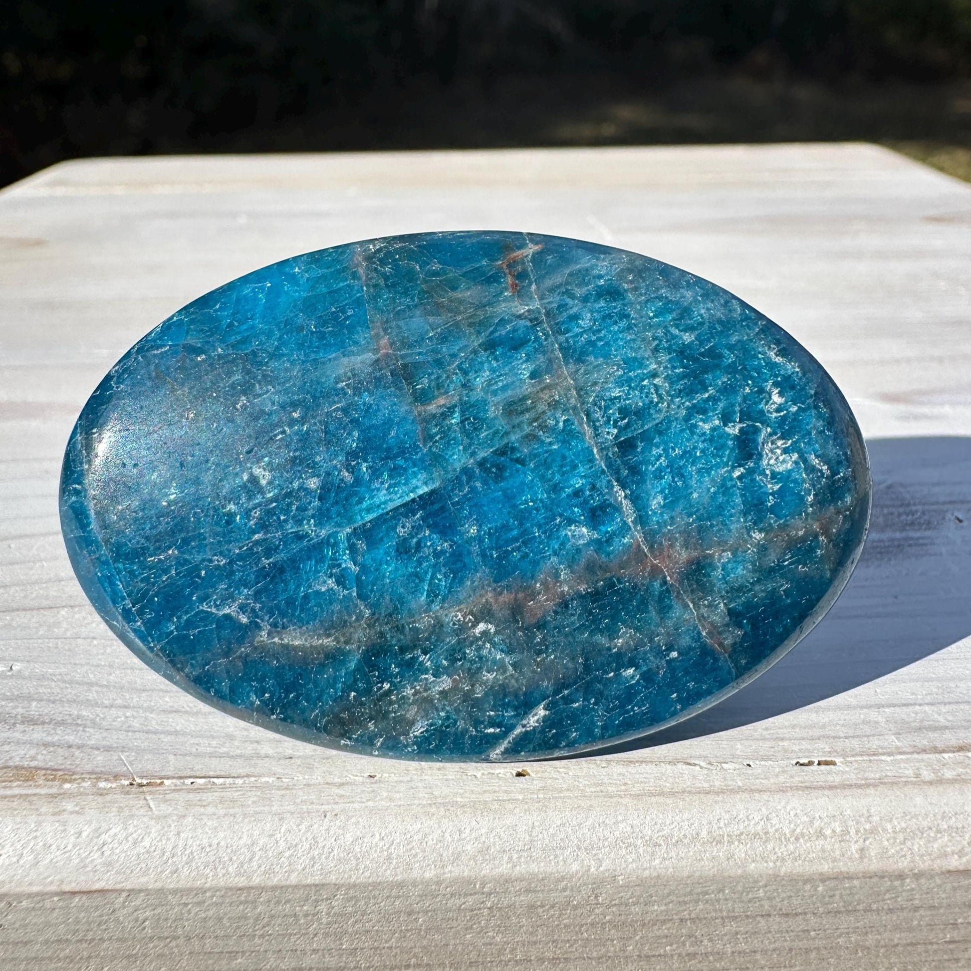 High Quality Natural Blue Apatite Palm Stone - #4