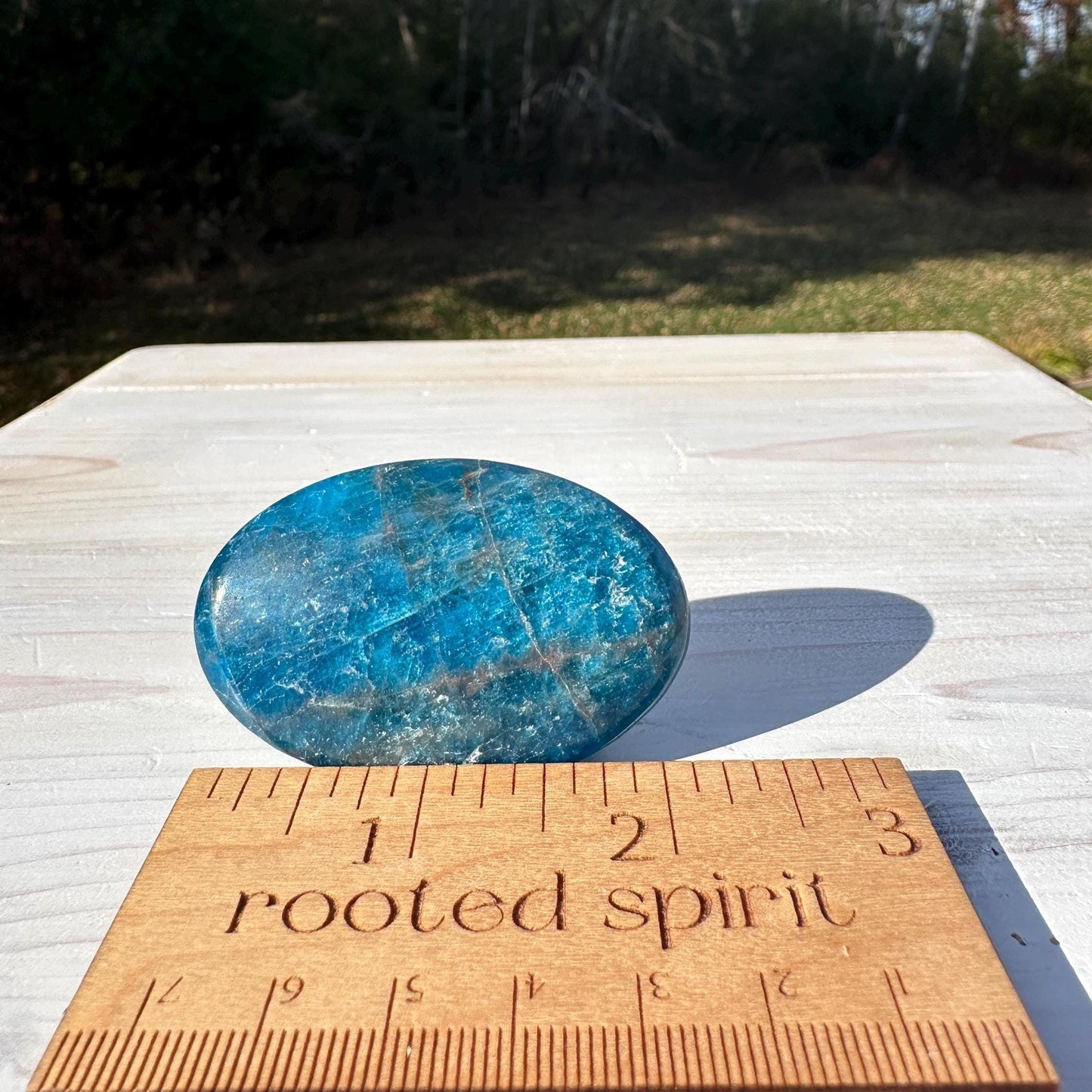 High Quality Natural Blue Apatite Palm Stone - #4