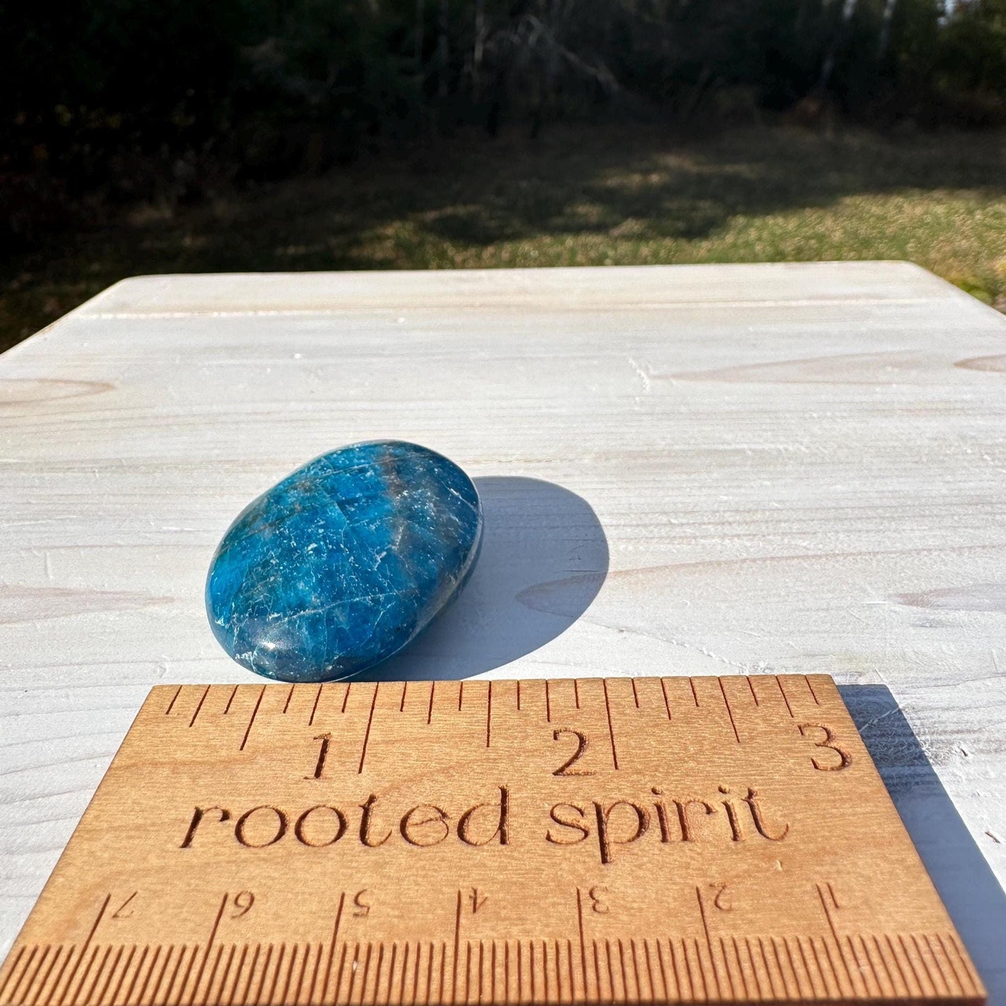 High Quality Natural Blue Apatite Palm Stone - #4