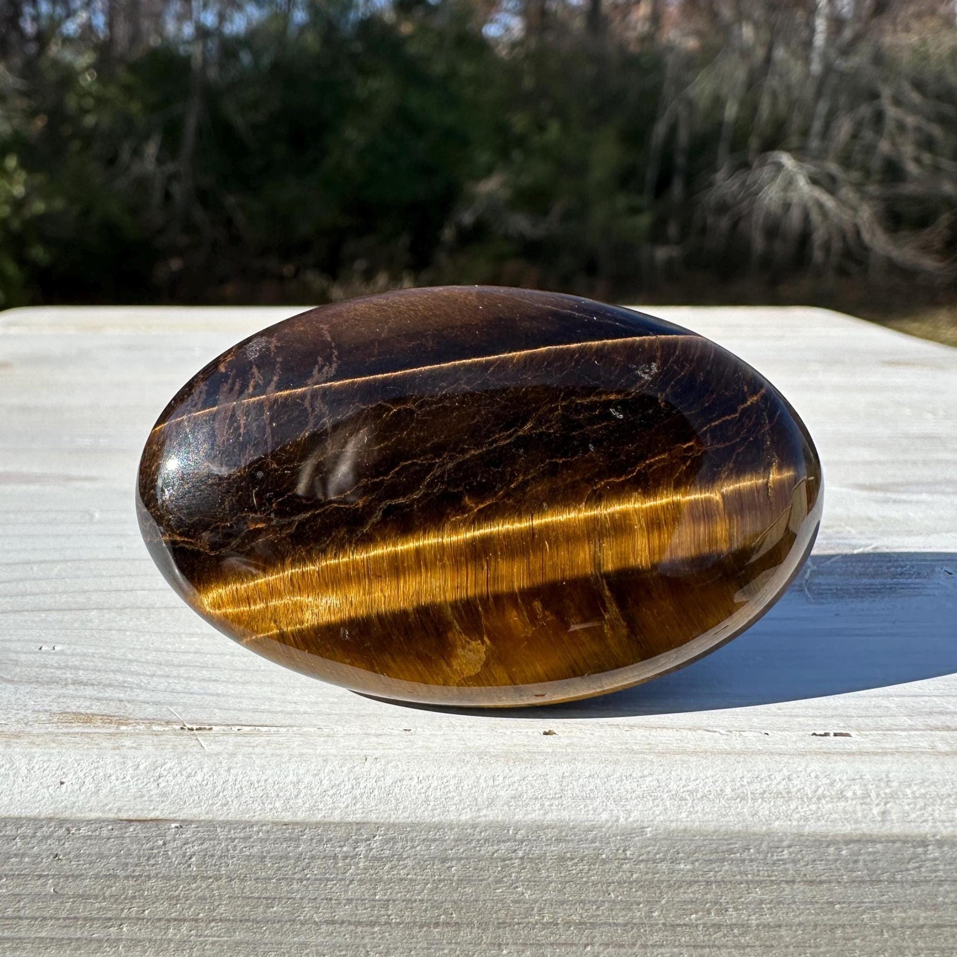 High Quality Natural Tiger Eye Palm Stone - #1