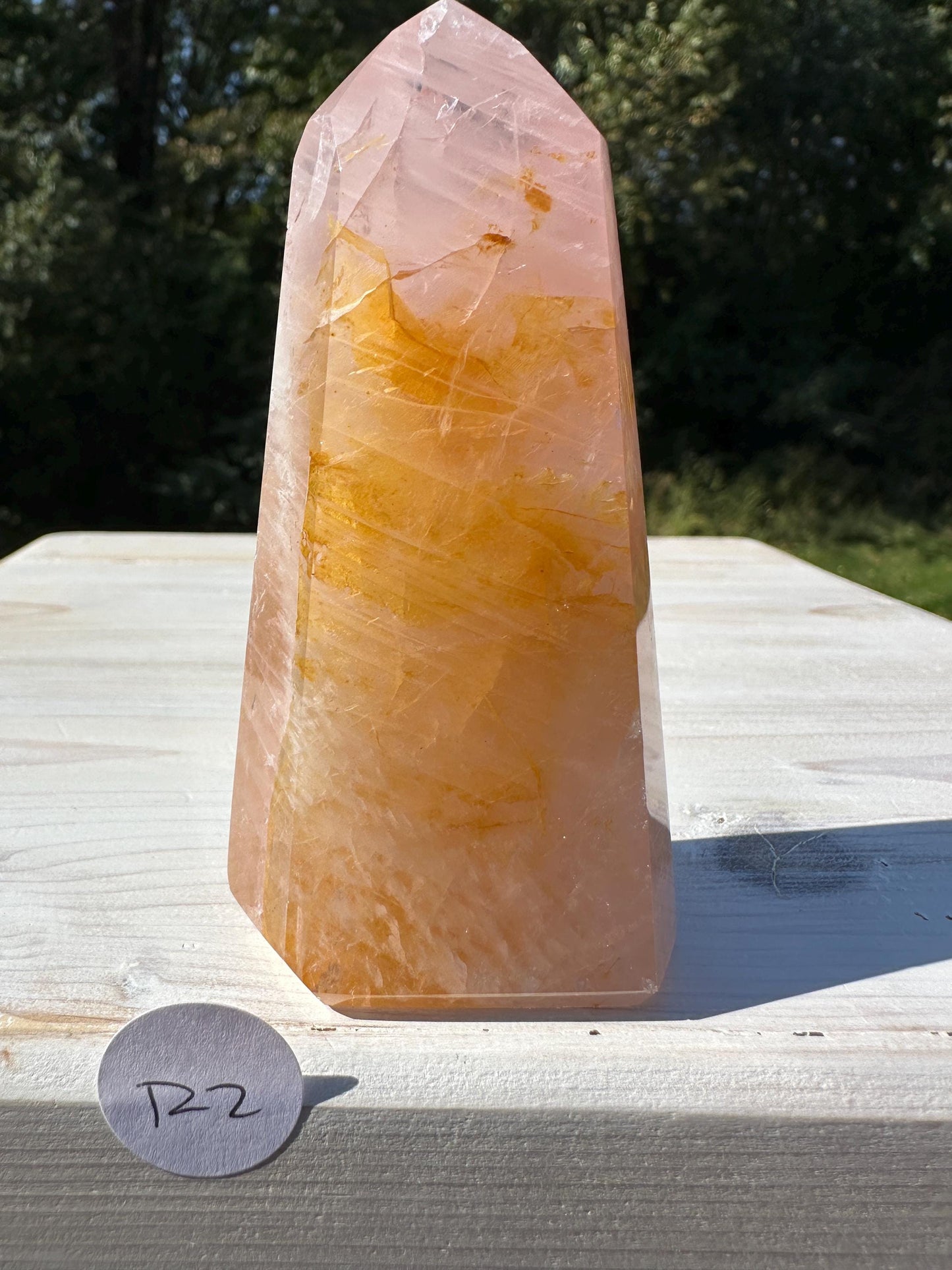 Gorgeous Rose Quartz and Golden Healer Combo Mineral Tower - #2