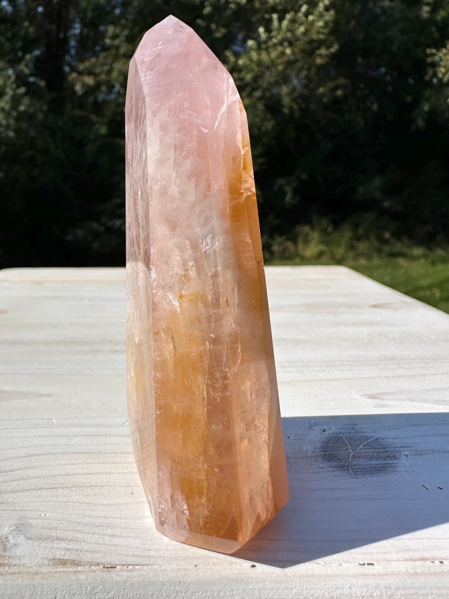 Gorgeous Rose Quartz and Golden Healer Combo Mineral Tower - #2