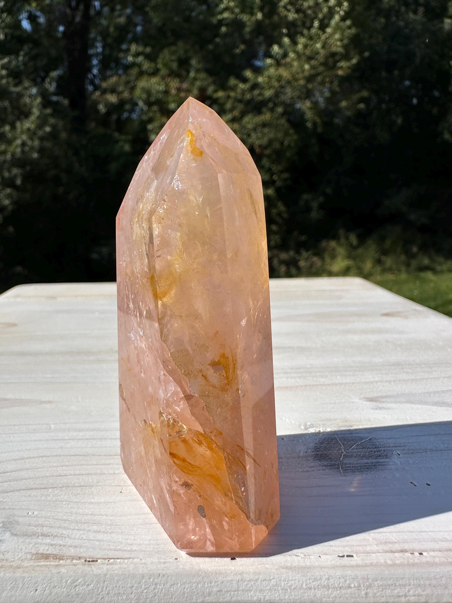 Gorgeous Rose Quartz and Golden Healer Combo Mineral Tower - #3