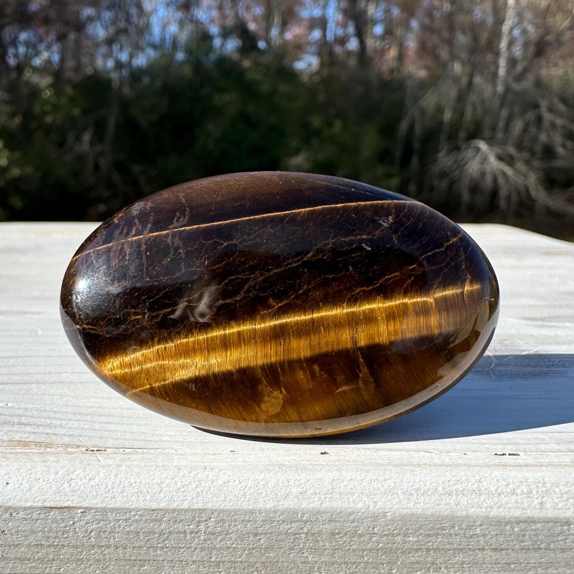 High Quality Natural Tiger Eye Palm Stone - #1