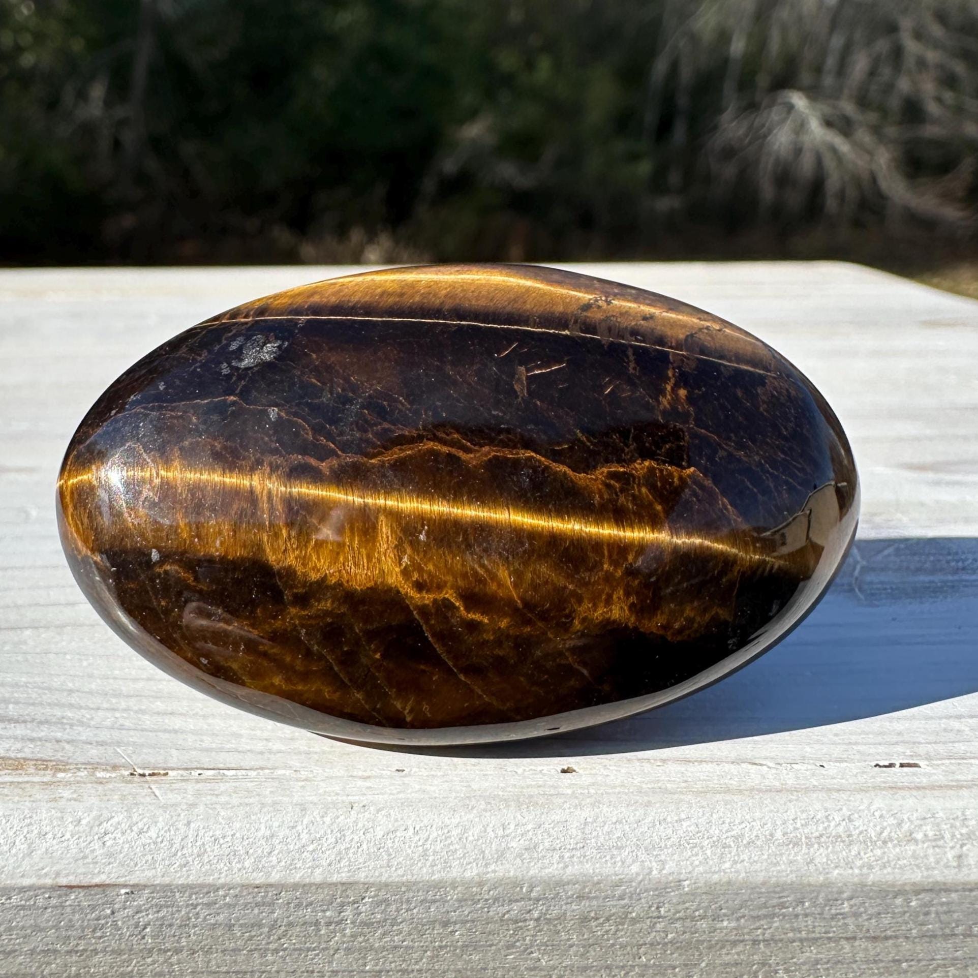 High Quality Natural Tiger Eye Palm Stone - #1