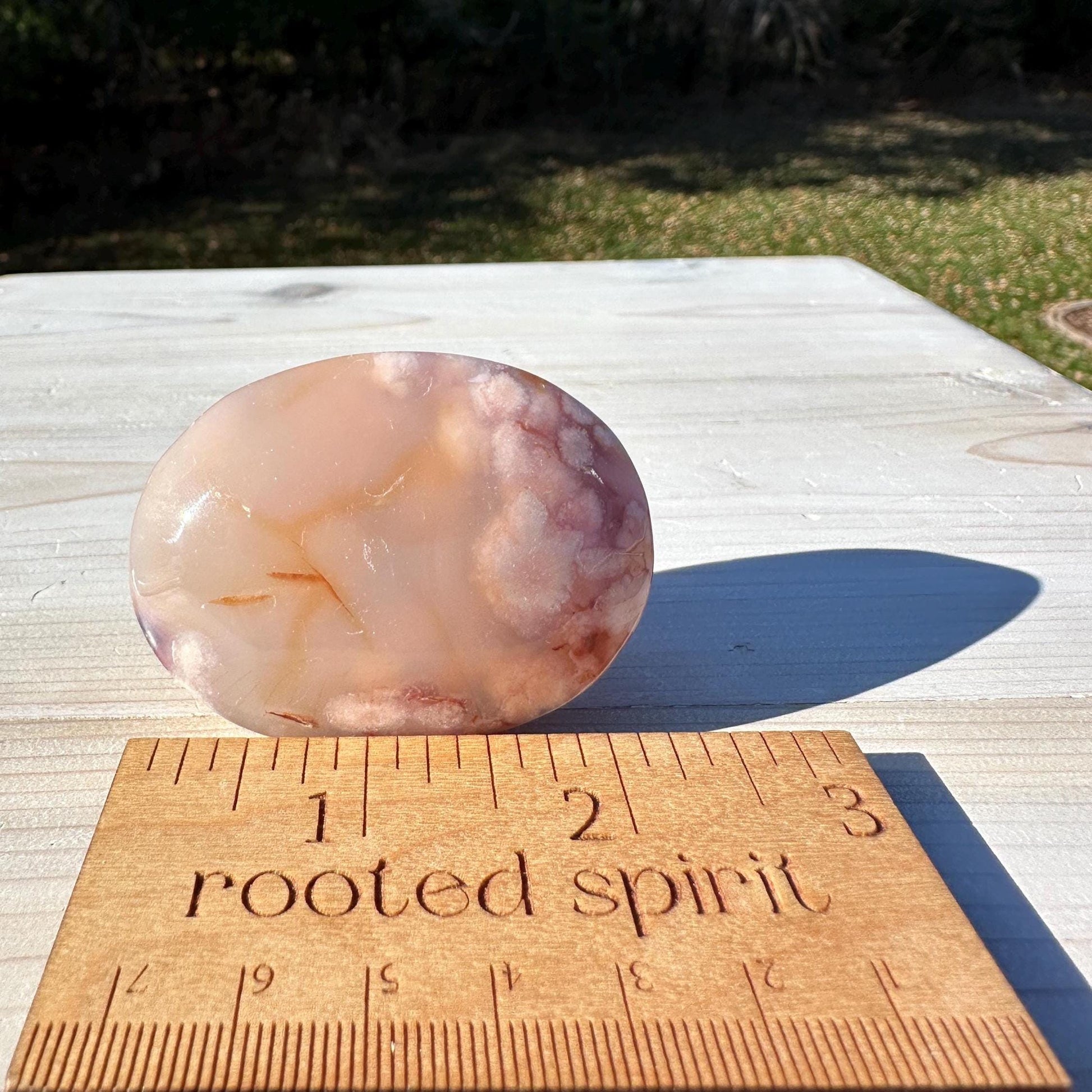 Beautiful Carnelian Flower Agate Palm Stone- #2