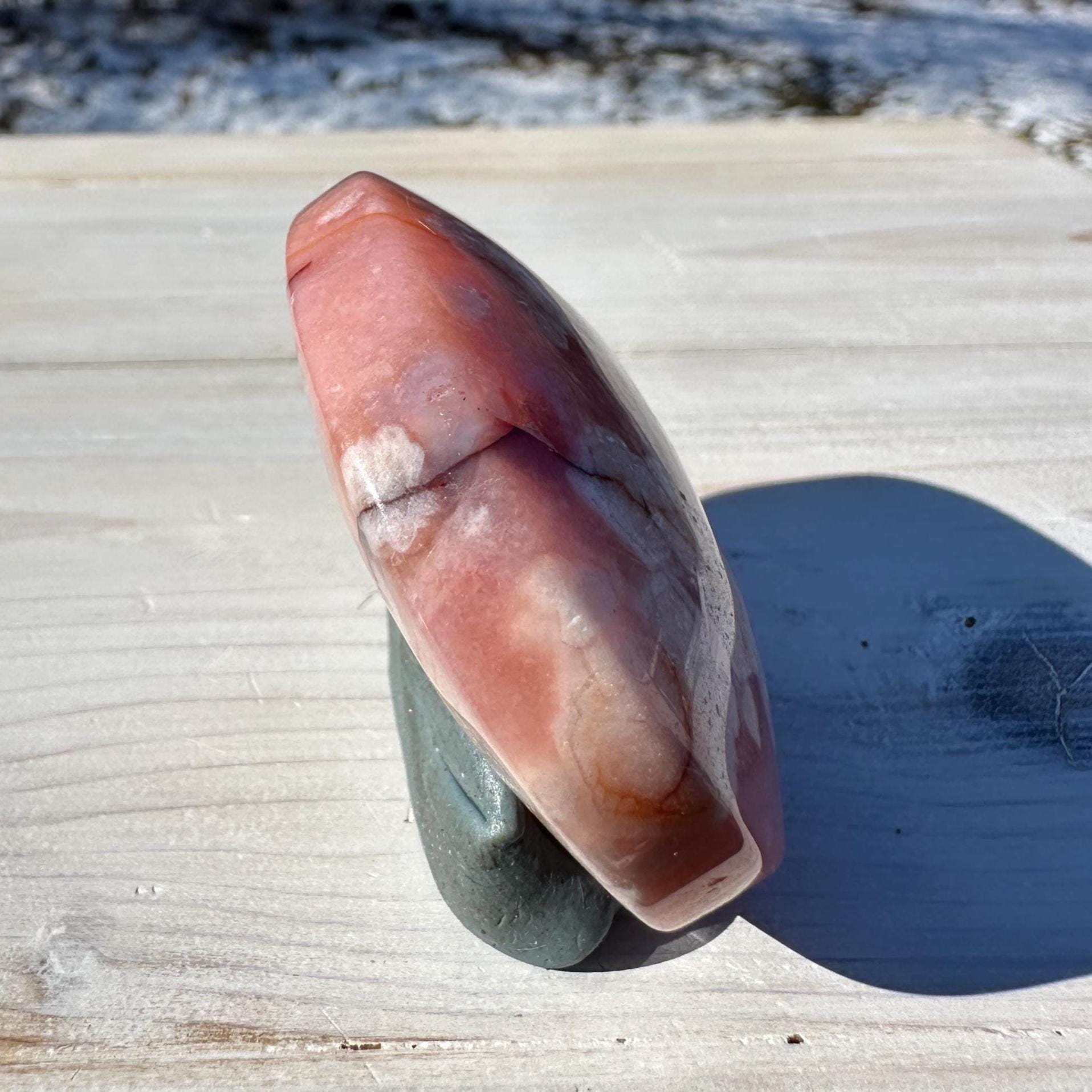 Beautiful Carnelian Flower Agate Palm Stone- #5
