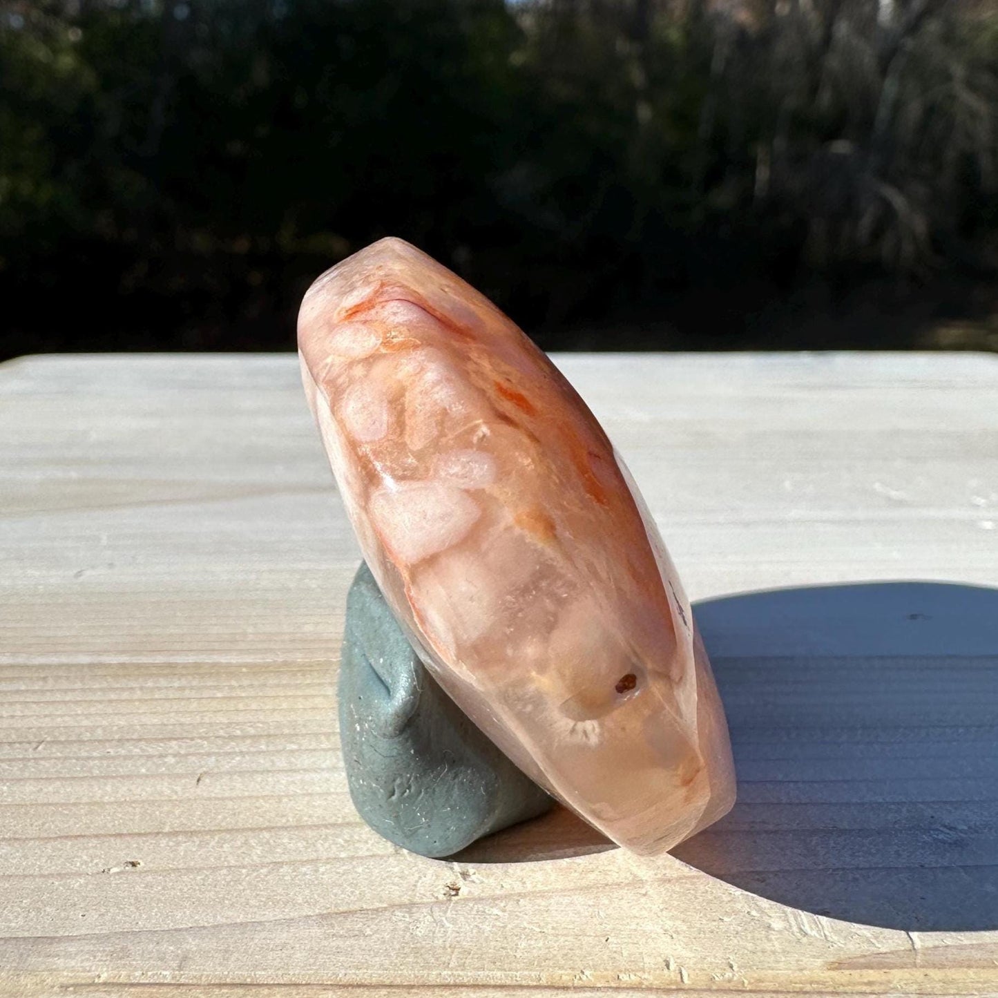 Beautiful Carnelian Flower Agate Palm Stone- #1