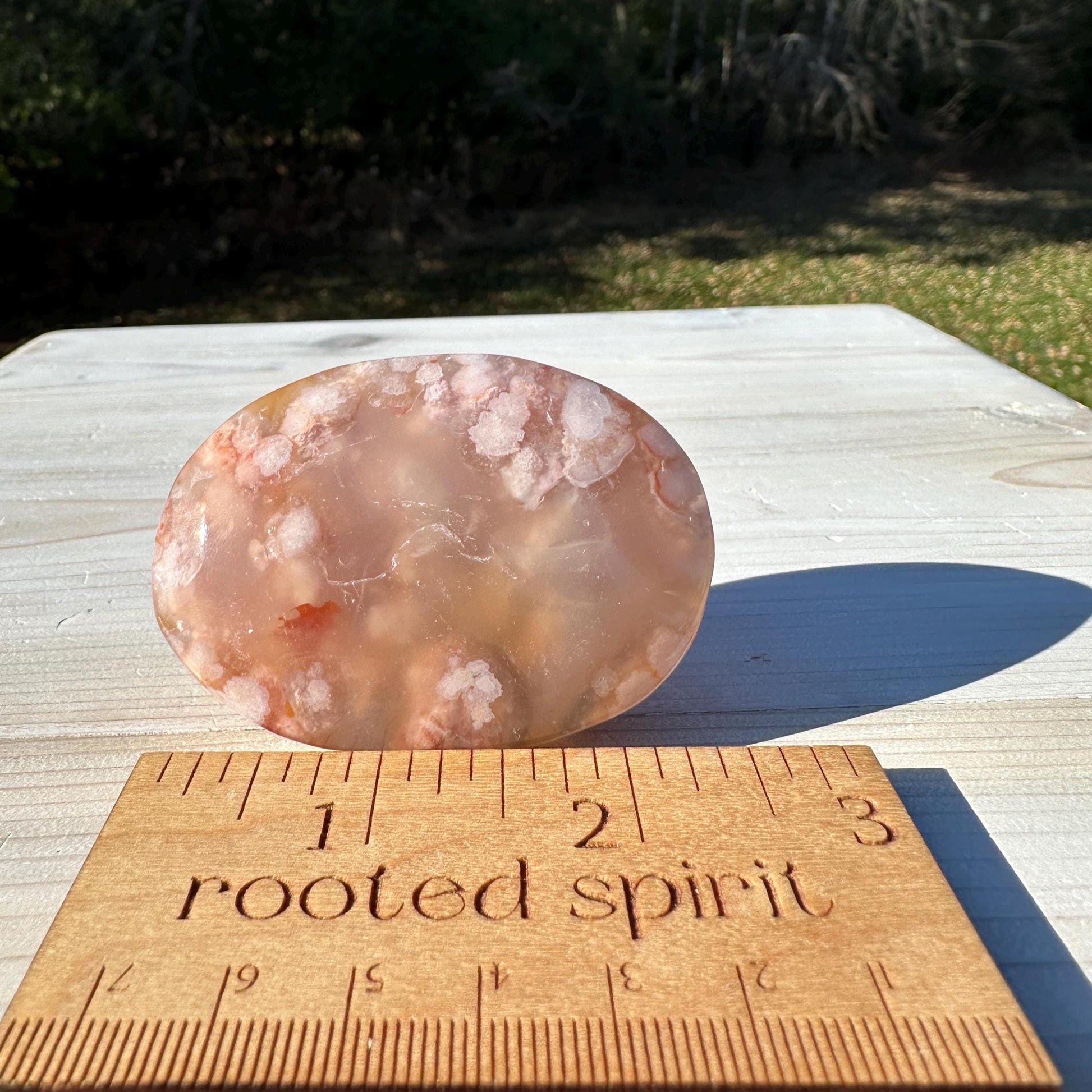 Beautiful Carnelian Flower Agate Palm Stone- #1