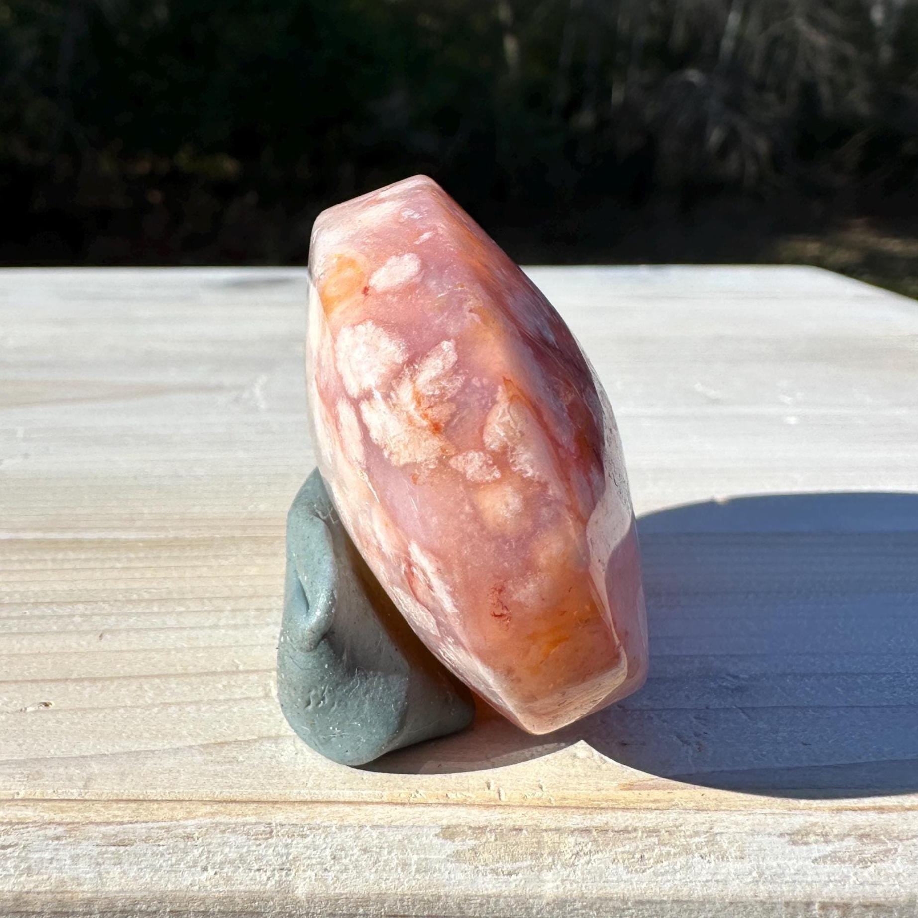 Beautiful Carnelian Flower Agate Palm Stone- #2
