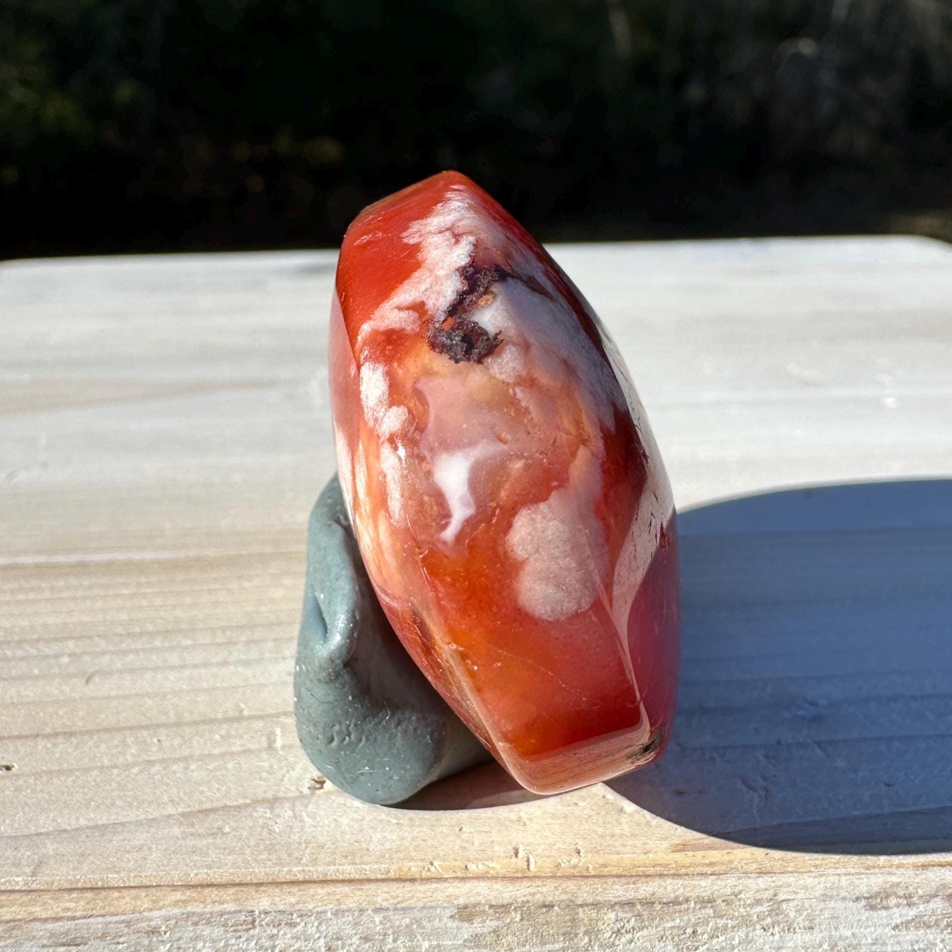 Beautiful Carnelian Flower Agate Palm Stone- #3