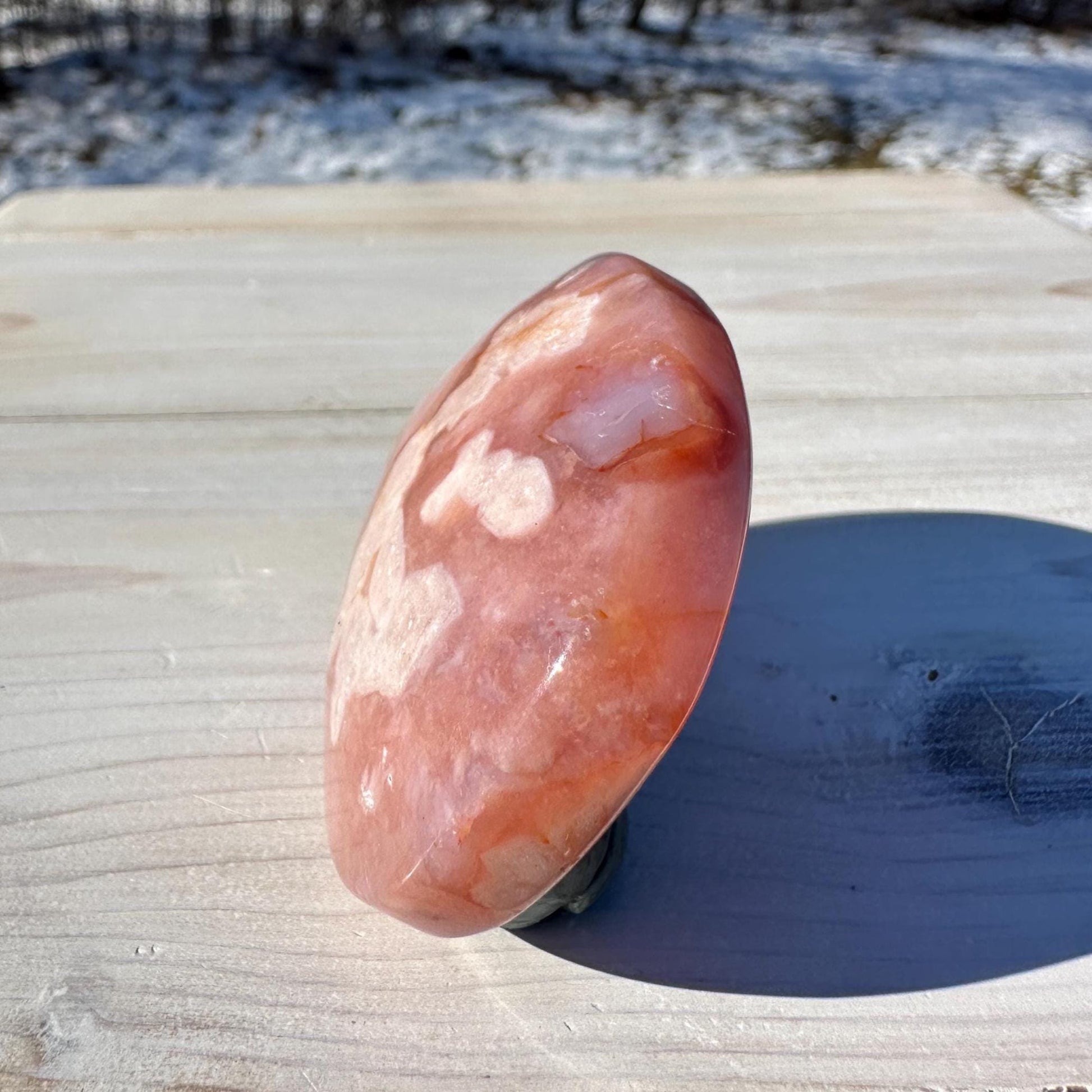 Beautiful Carnelian Flower Agate Palm Stone- #5