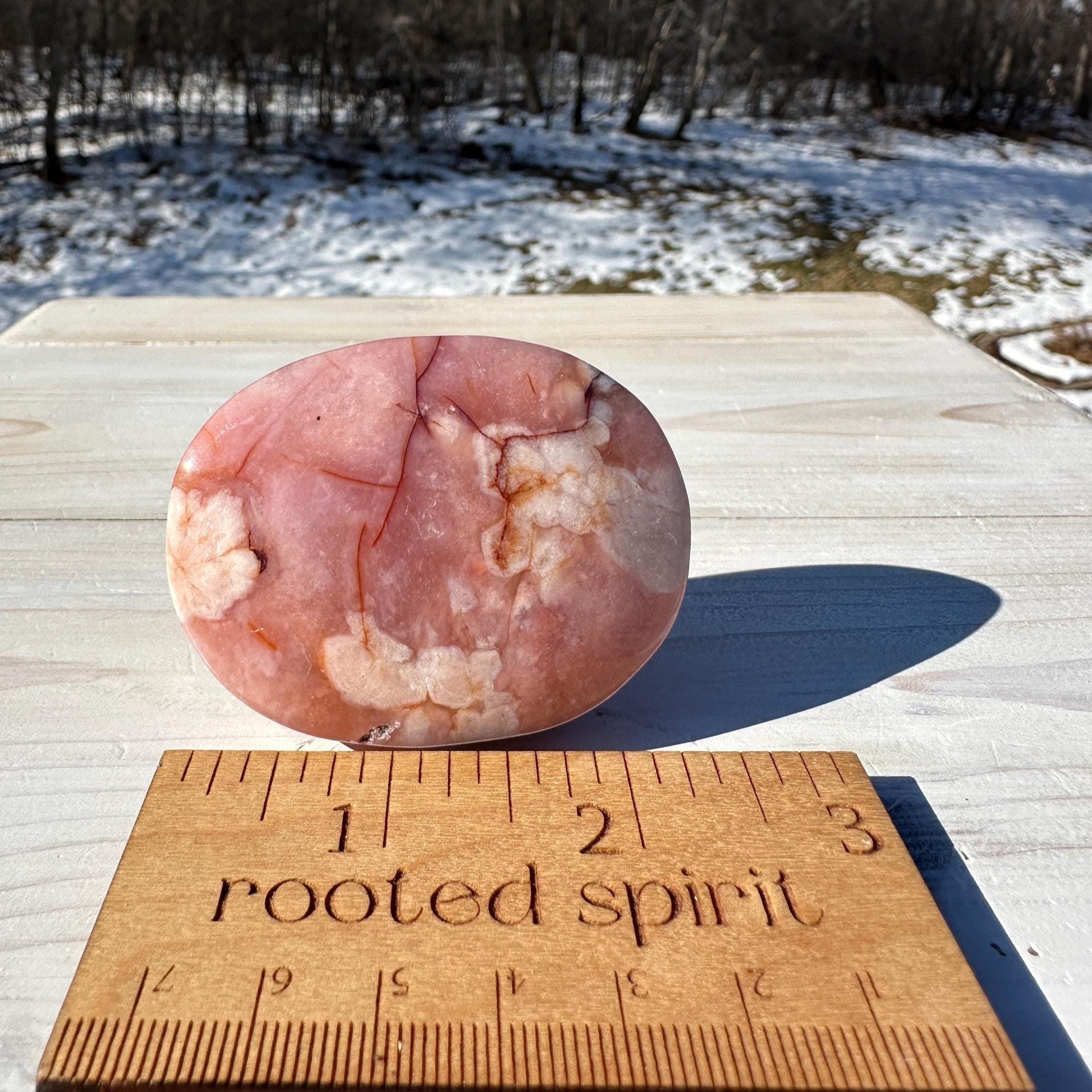 Beautiful Carnelian Flower Agate Palm Stone- #5