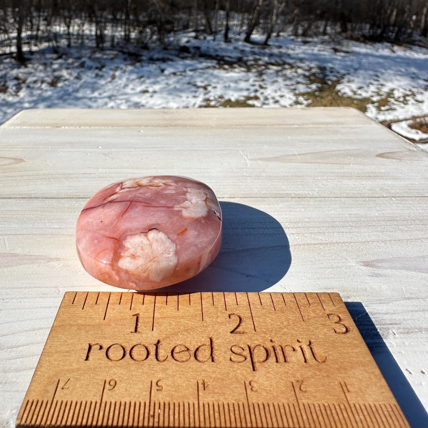 Beautiful Carnelian Flower Agate Palm Stone- #5