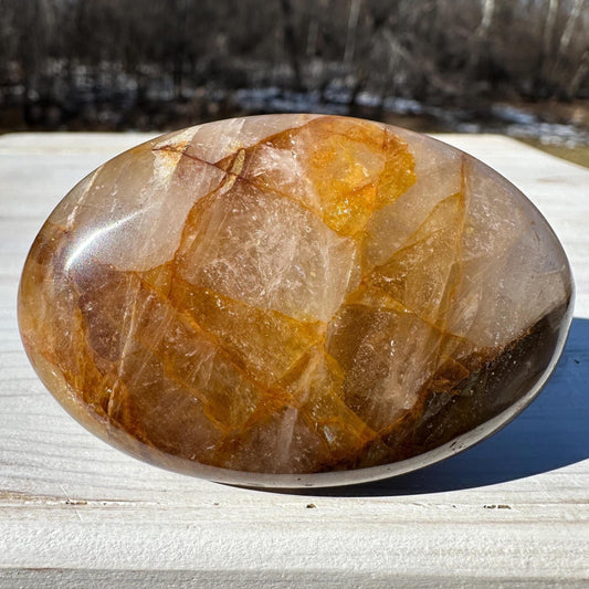 Gorgeous Golden Healer Quartz Crystal Palm Stone - #1