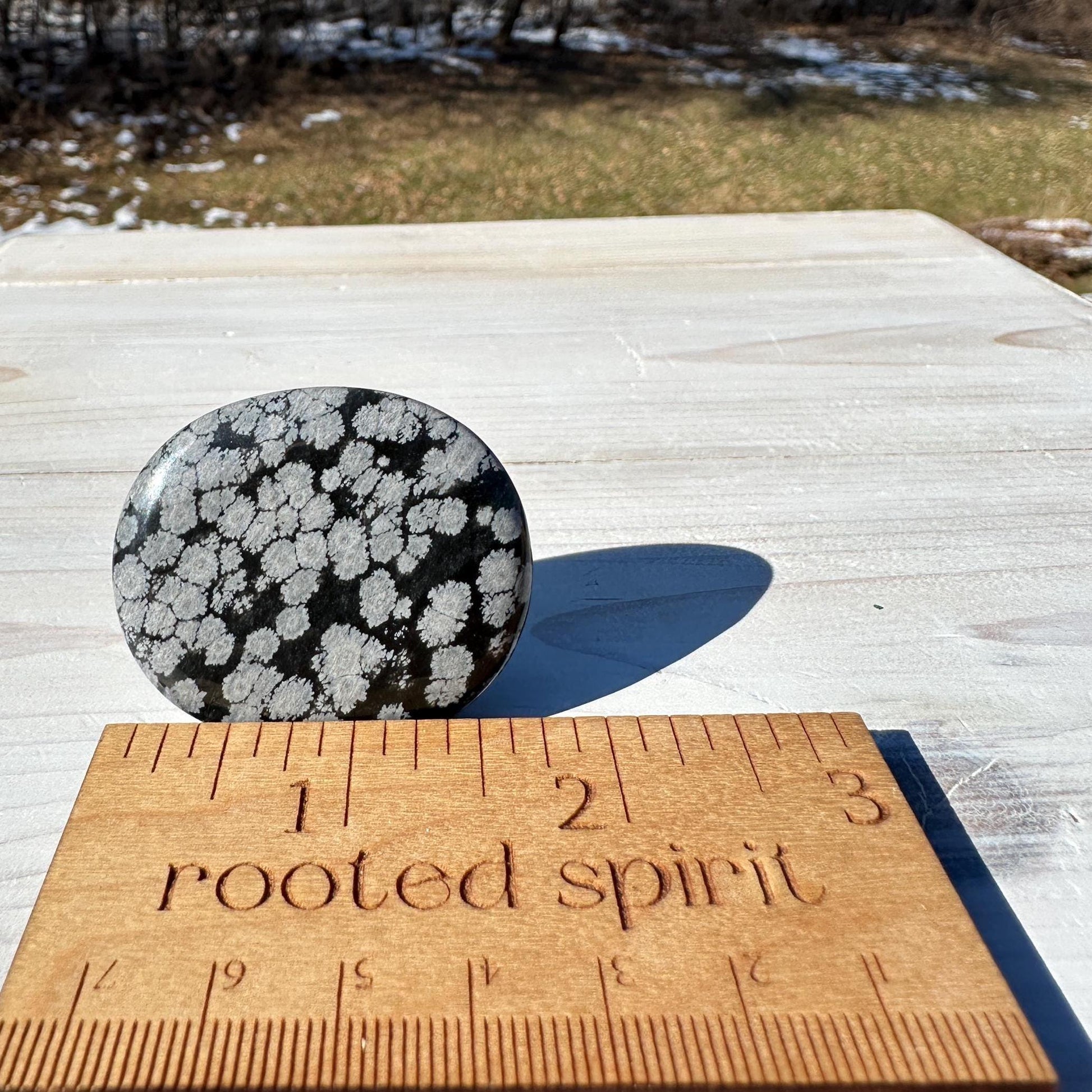 One (1) Snowflake Obsidian Polished Flat Stone