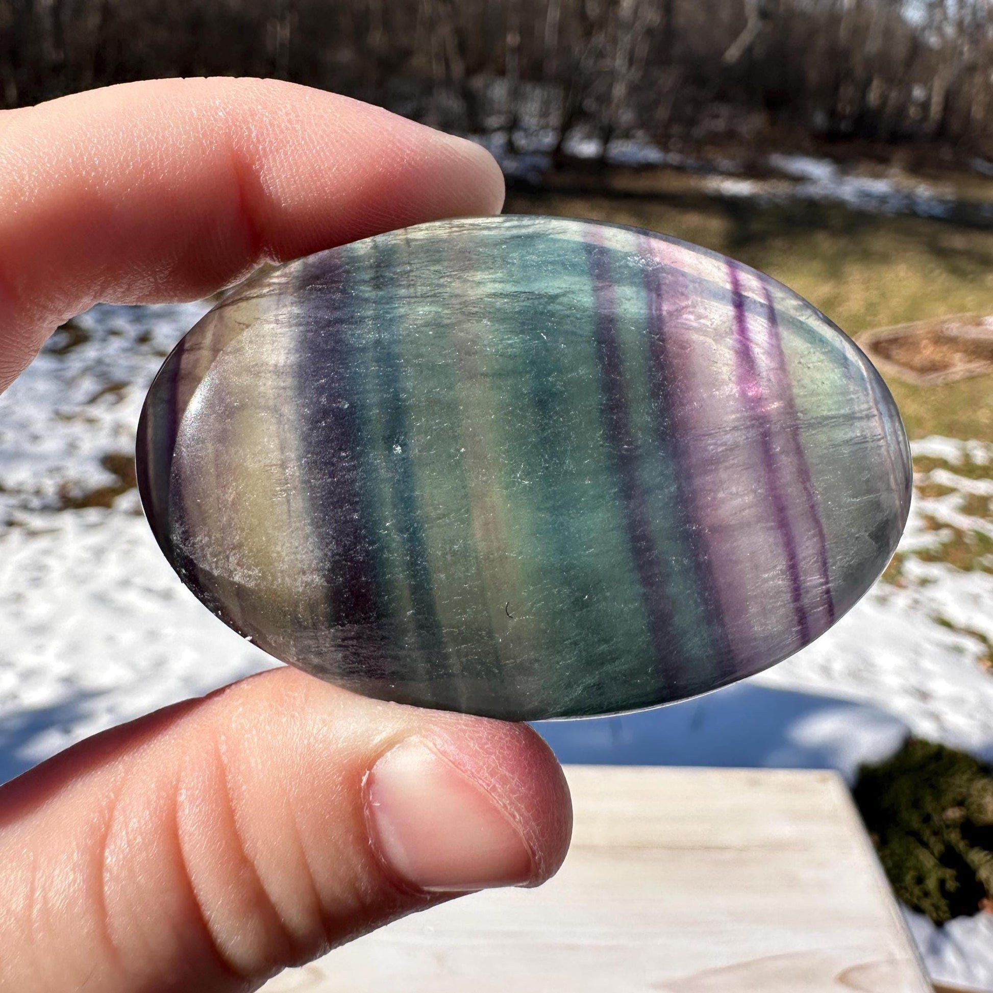 Gorgeous Fluorite Palm Stone - #2
