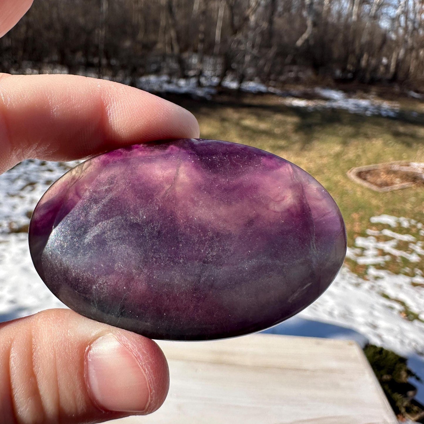 Gorgeous Fluorite Palm Stone - #3