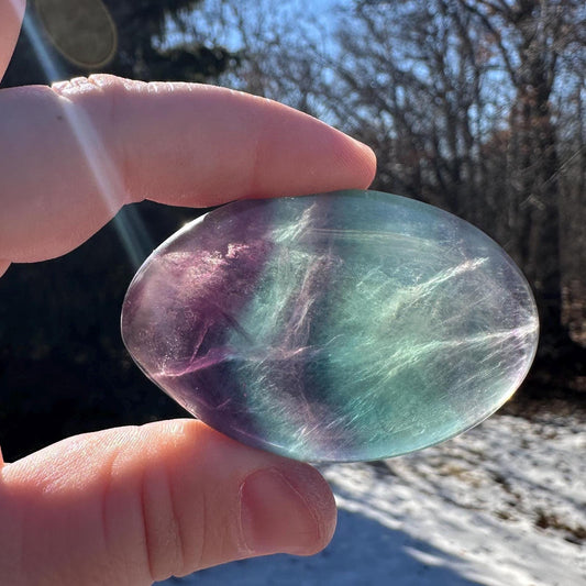 Gorgeous Fluorite Palm Stone - #4