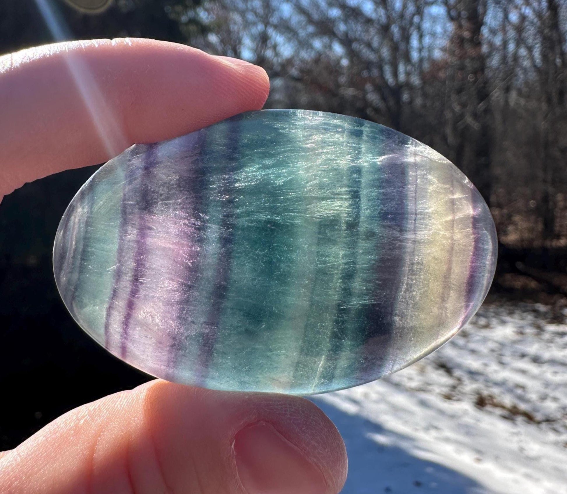 Gorgeous Fluorite Palm Stone - #2