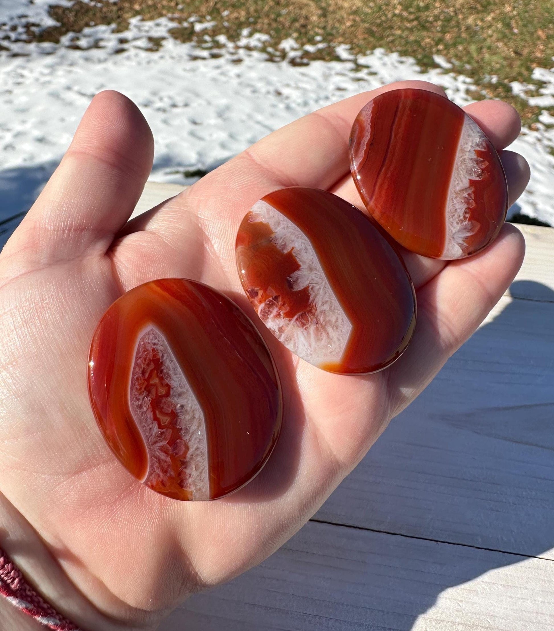 One (1) Carnelian Polished Flat Stone