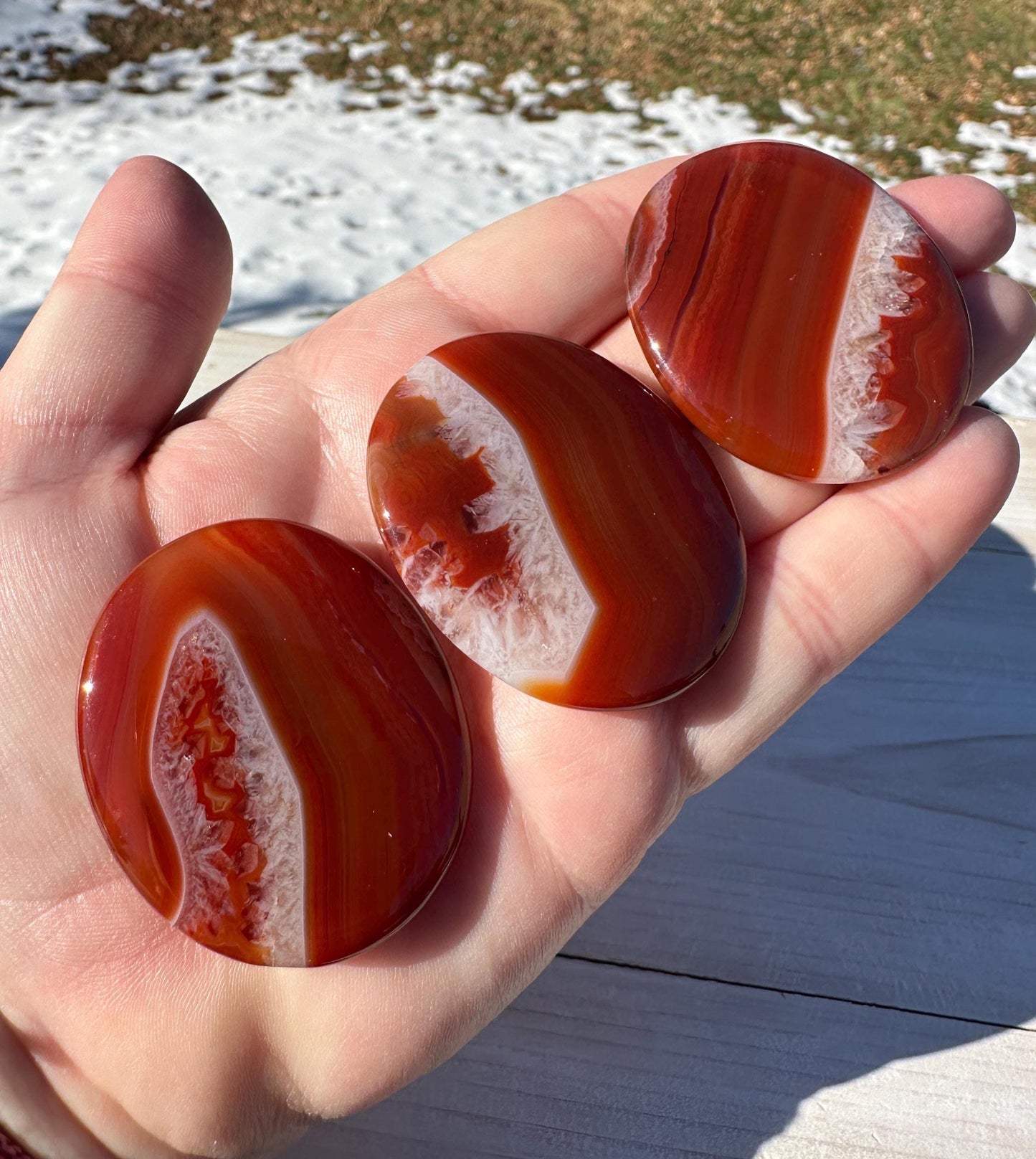 One (1) Carnelian Polished Flat Stone