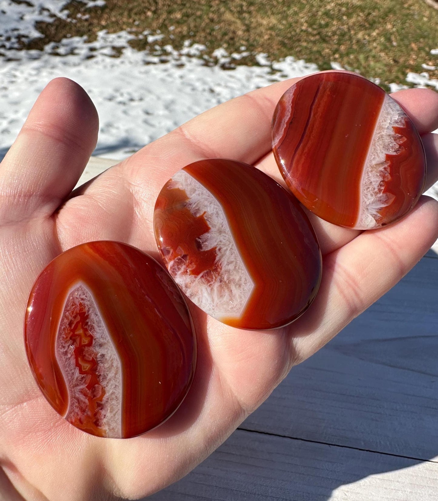 One (1) Carnelian Polished Flat Stone