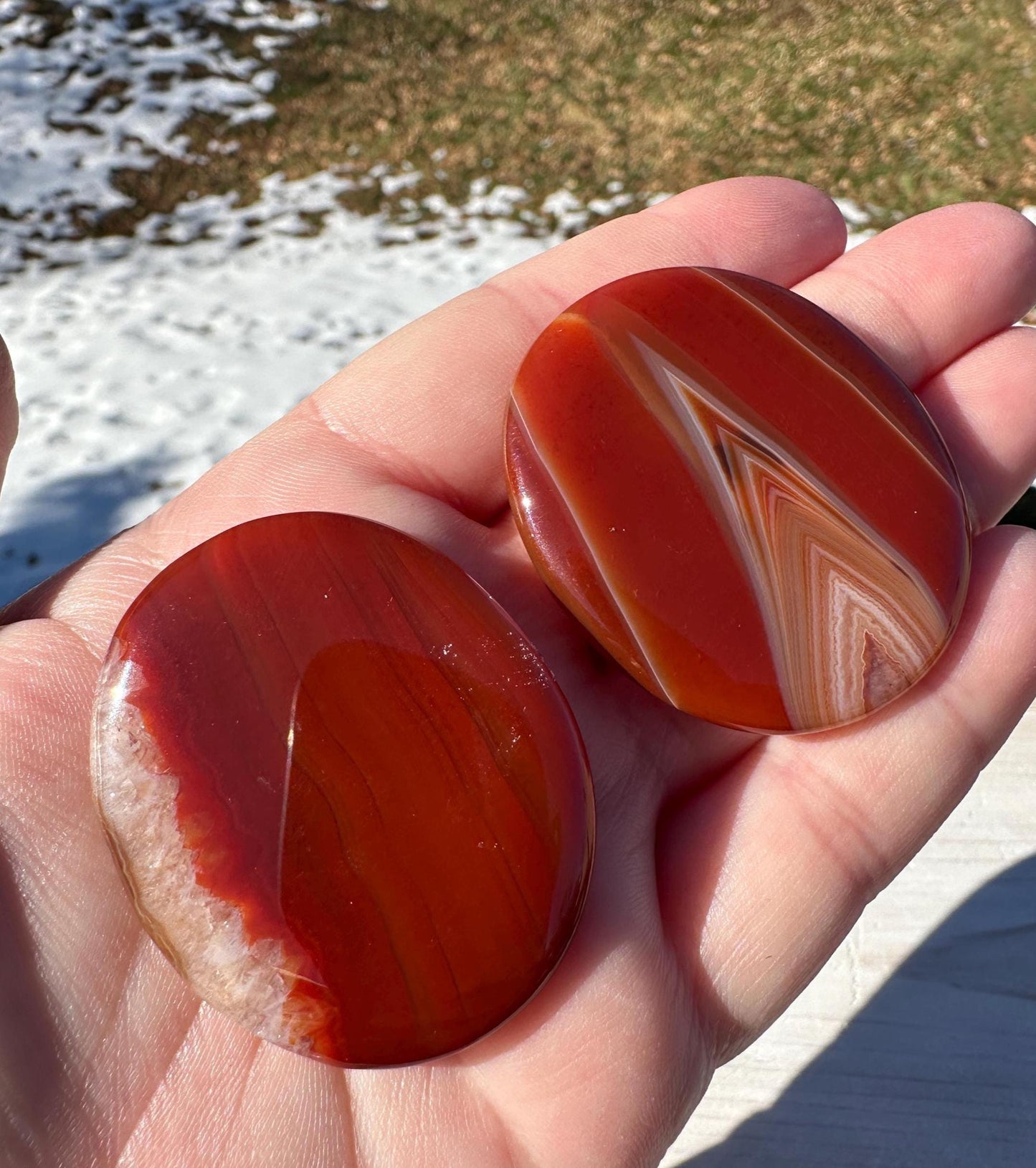 One (1) Carnelian Polished Flat Stone