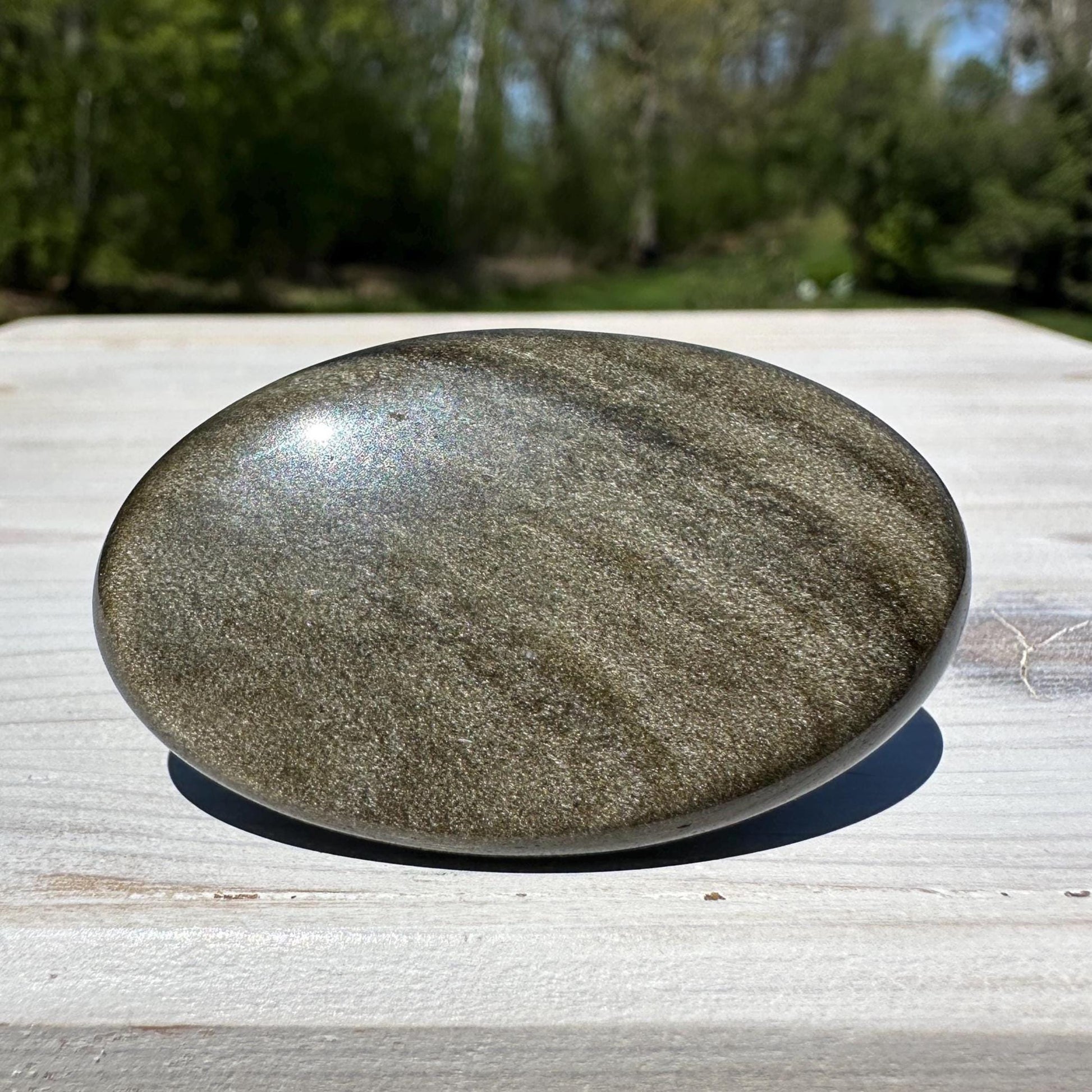 Beautiful Natural Gold Obsidian Crystal Palm Stone - #2