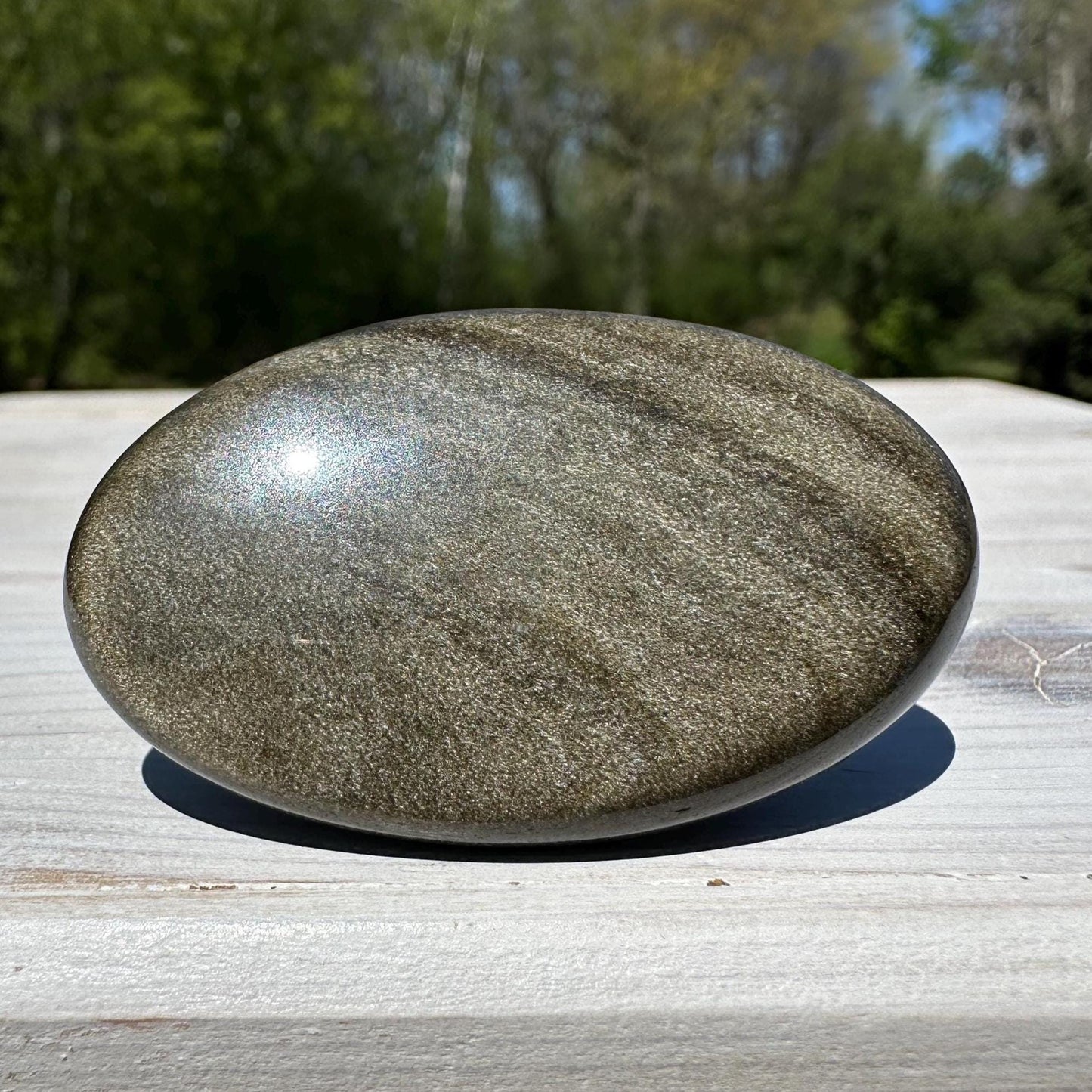 Beautiful Natural Gold Obsidian Crystal Palm Stone - #2