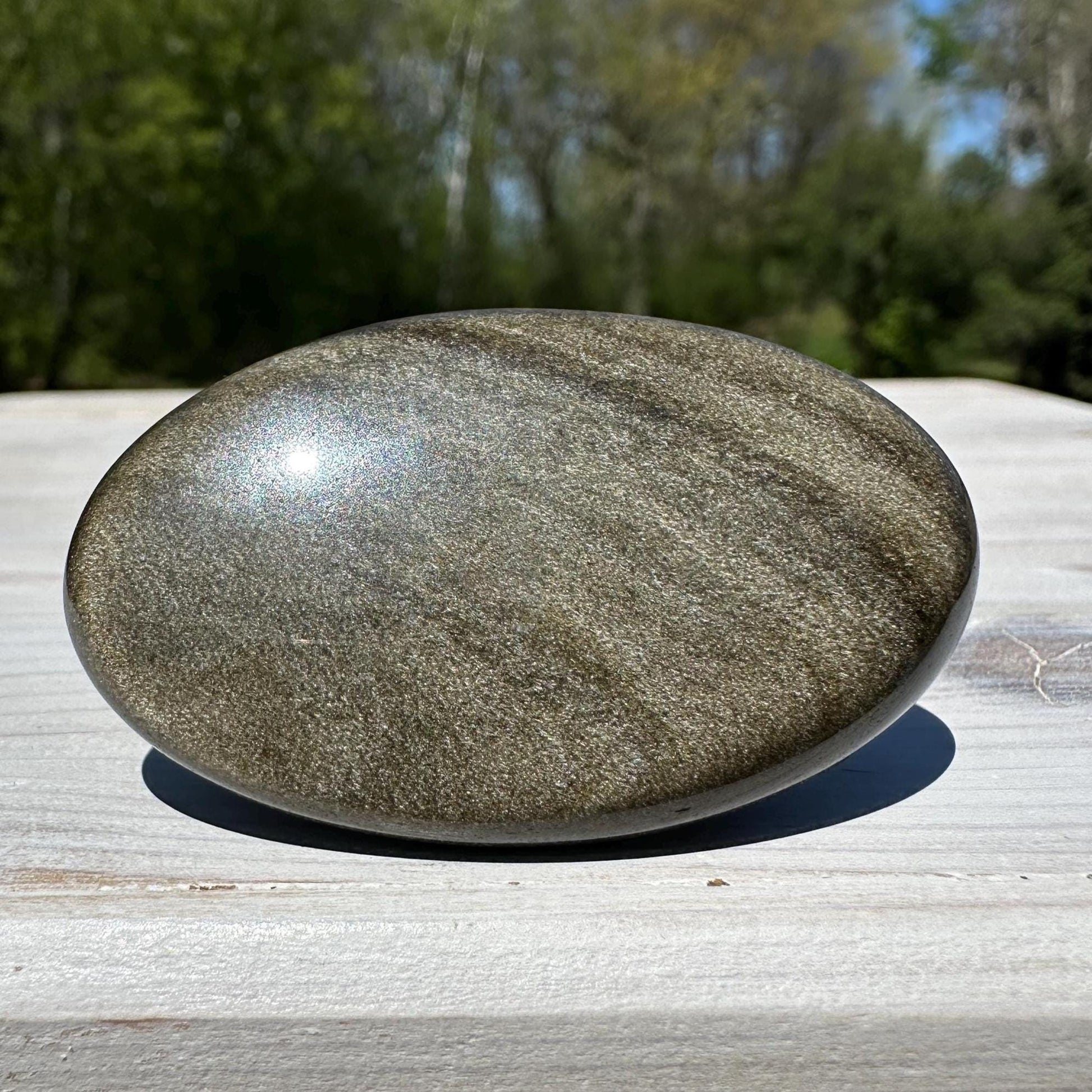 Beautiful Natural Gold Obsidian Crystal Palm Stone - #2