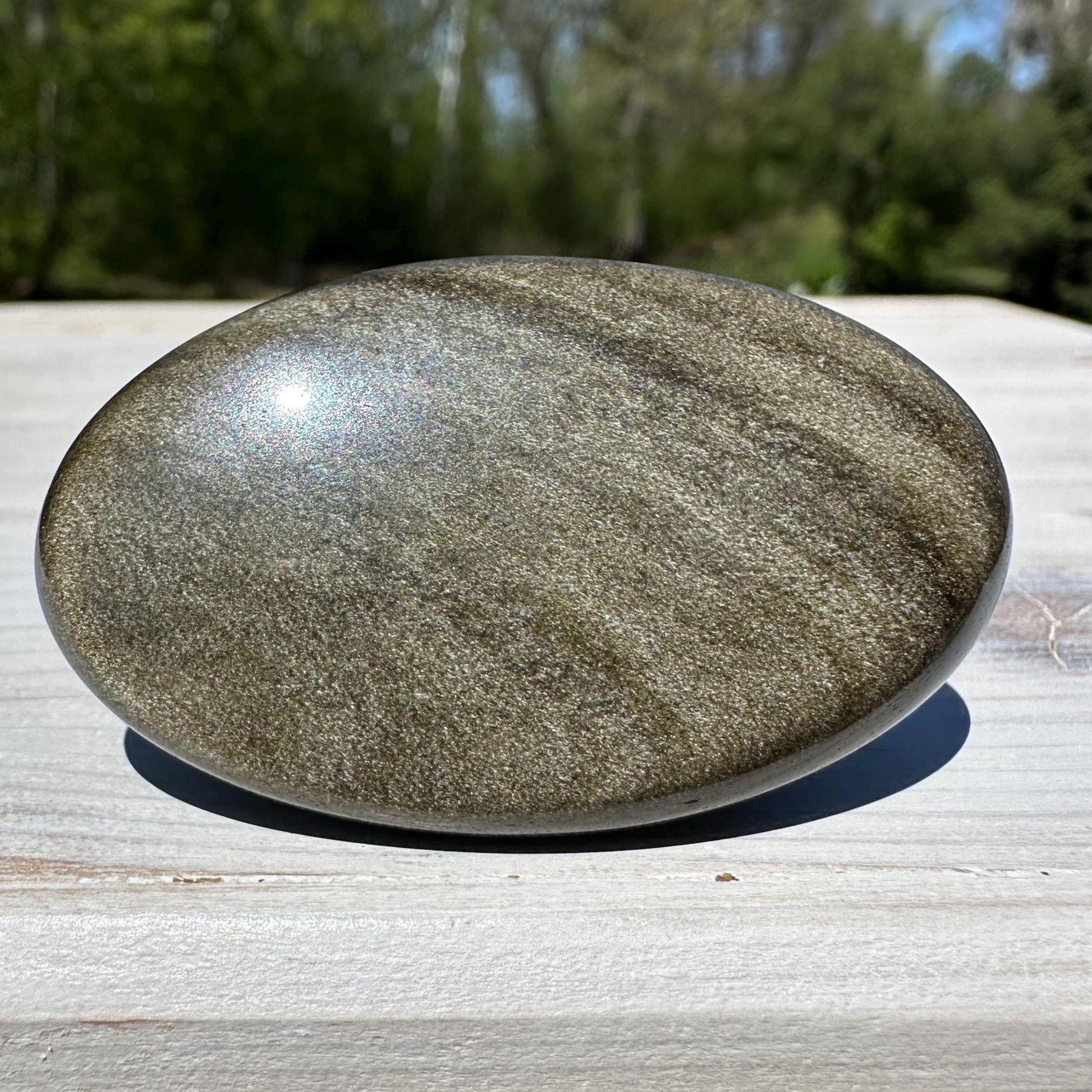Beautiful Natural Gold Obsidian Crystal Palm Stone - #2
