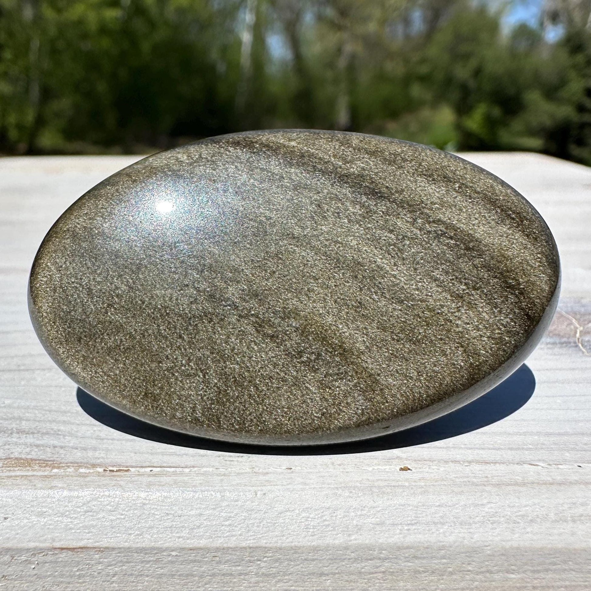 Beautiful Natural Gold Obsidian Crystal Palm Stone - #2
