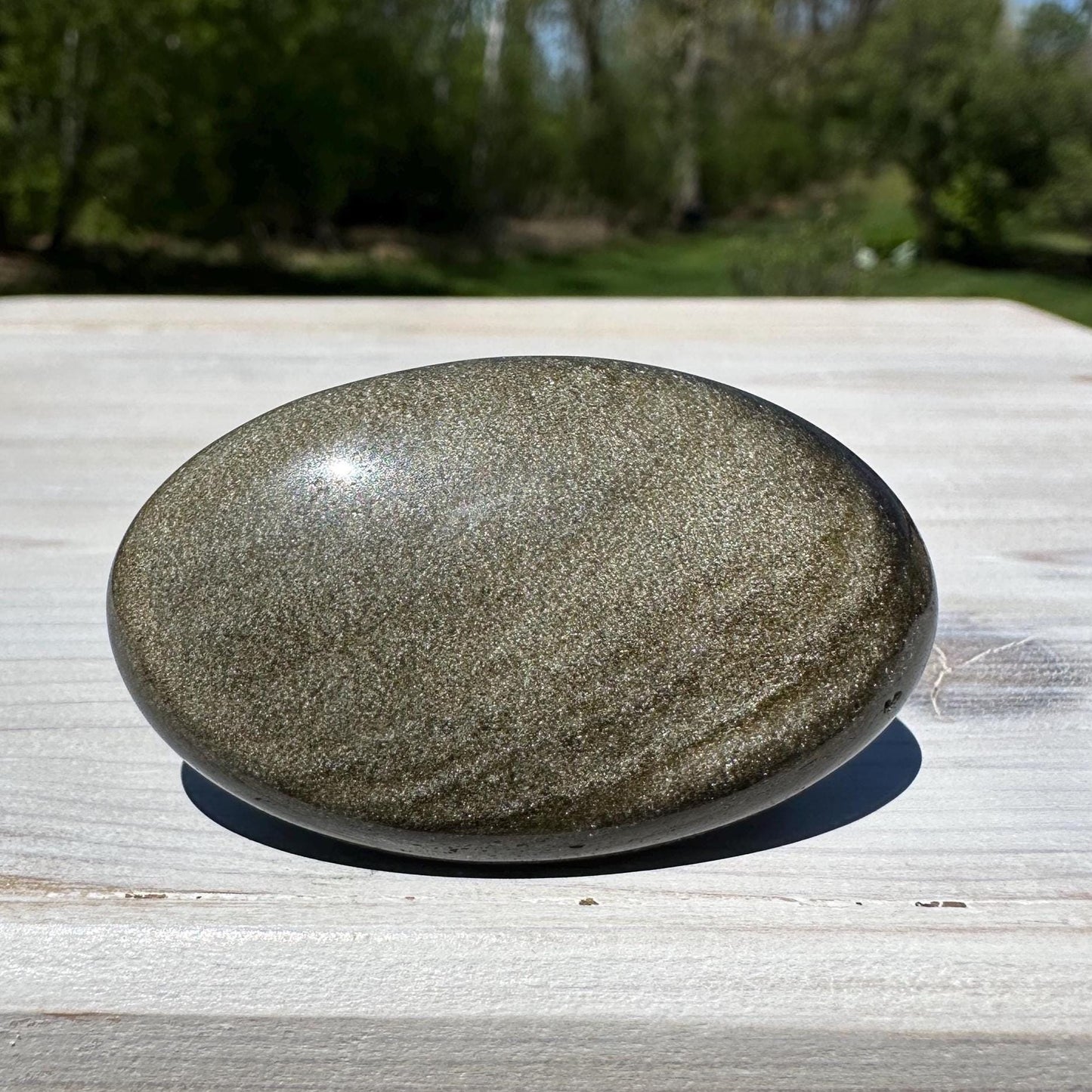 Beautiful Natural Gold Obsidian Crystal Palm Stone - #2