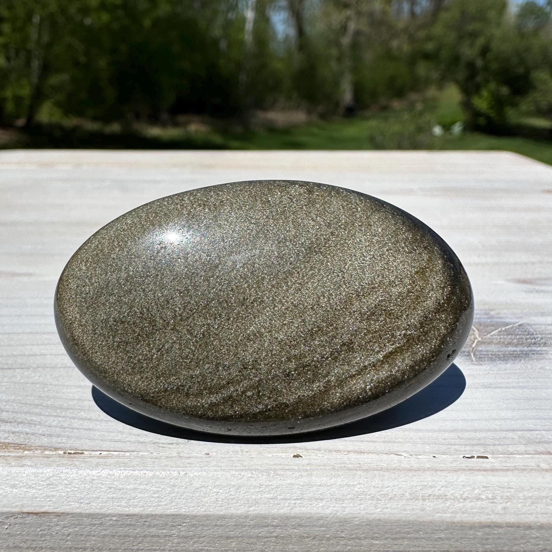 Beautiful Natural Gold Obsidian Crystal Palm Stone - #2